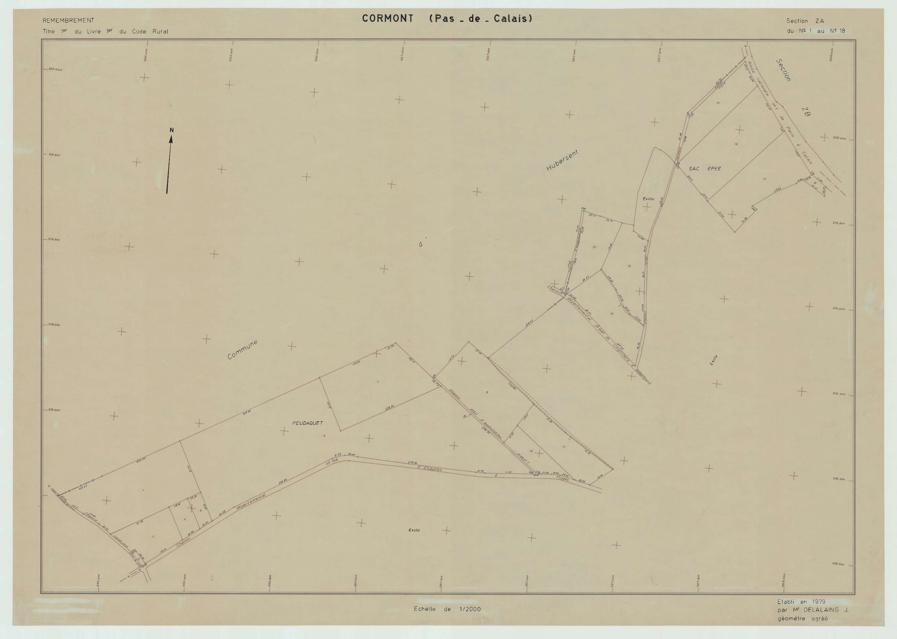 Cormont - Plan de remembrement : section ZA.