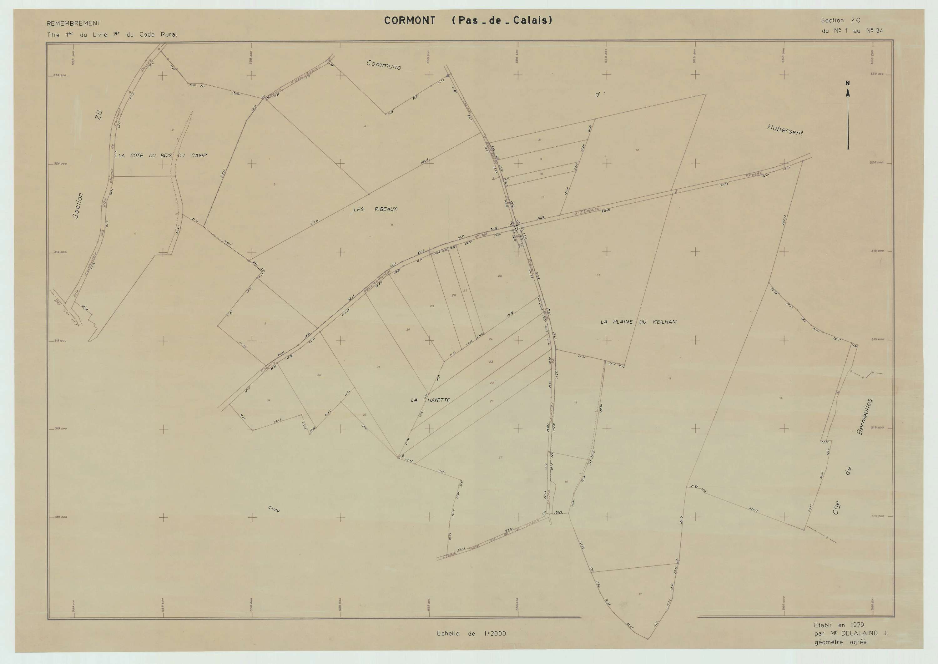 Cormont - Plan de remembrement : section ZC.