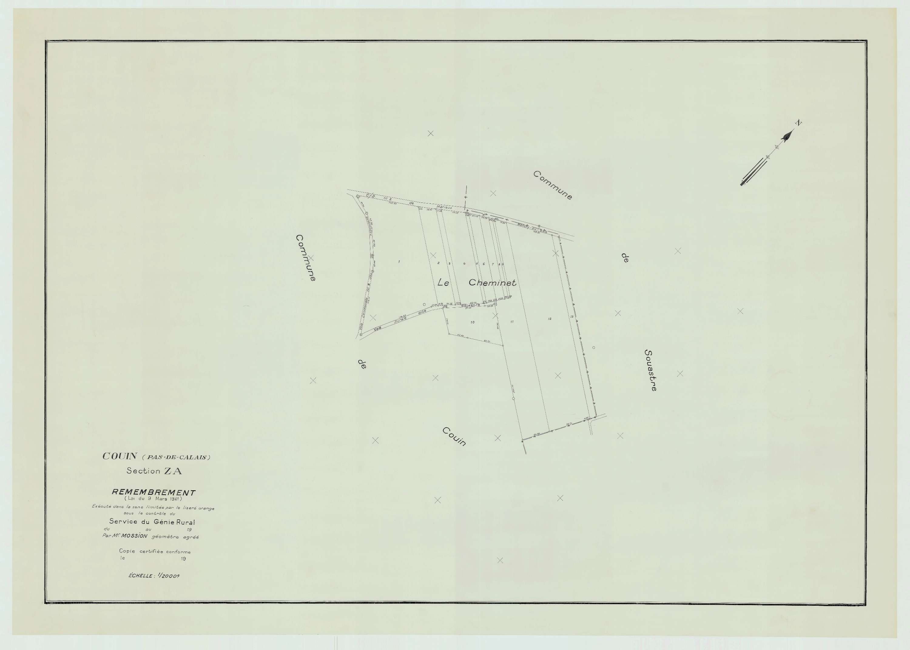 Couin - Plan de remembrement : section ZA.