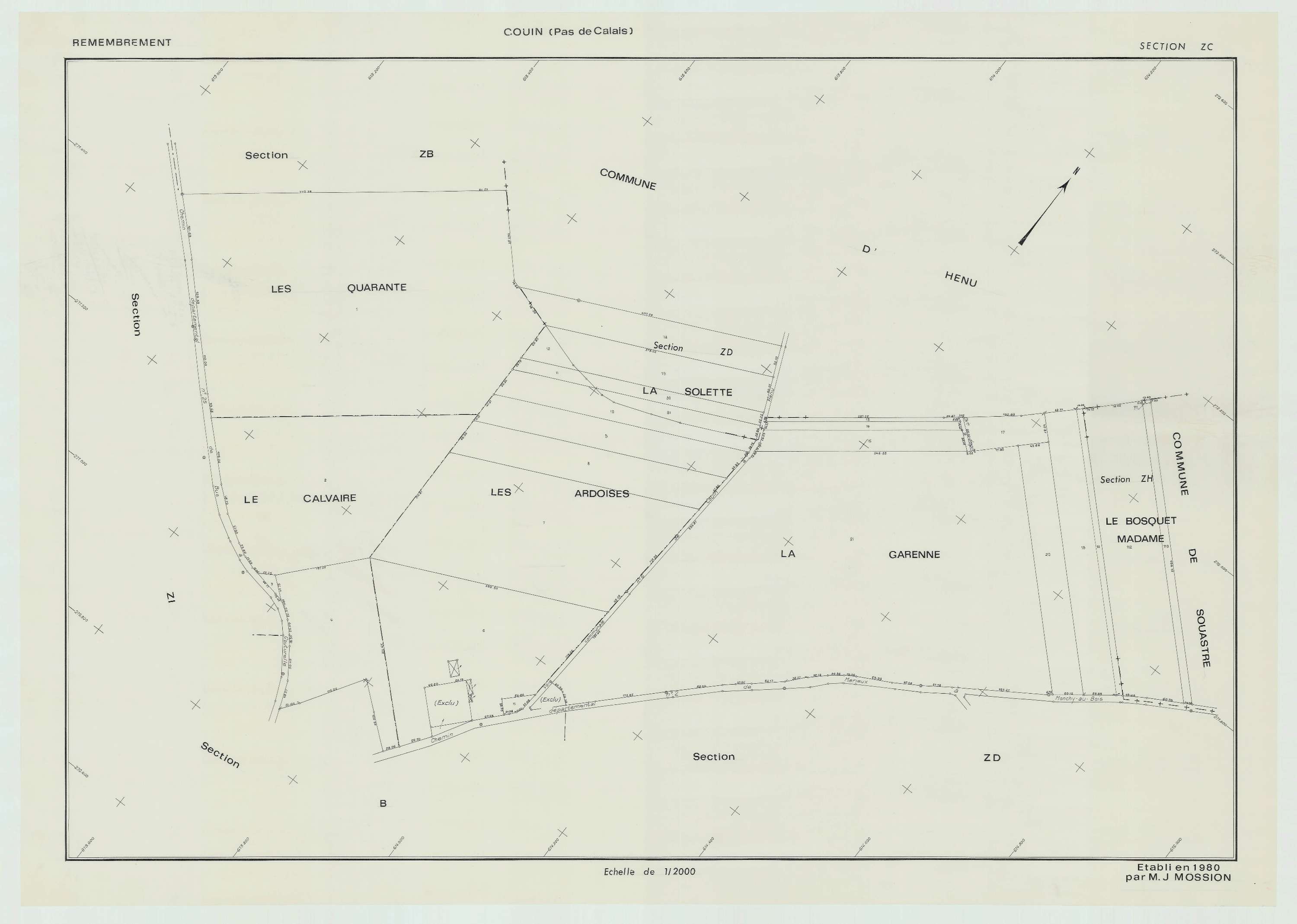 Couin - Plan de remembrement : section ZC.