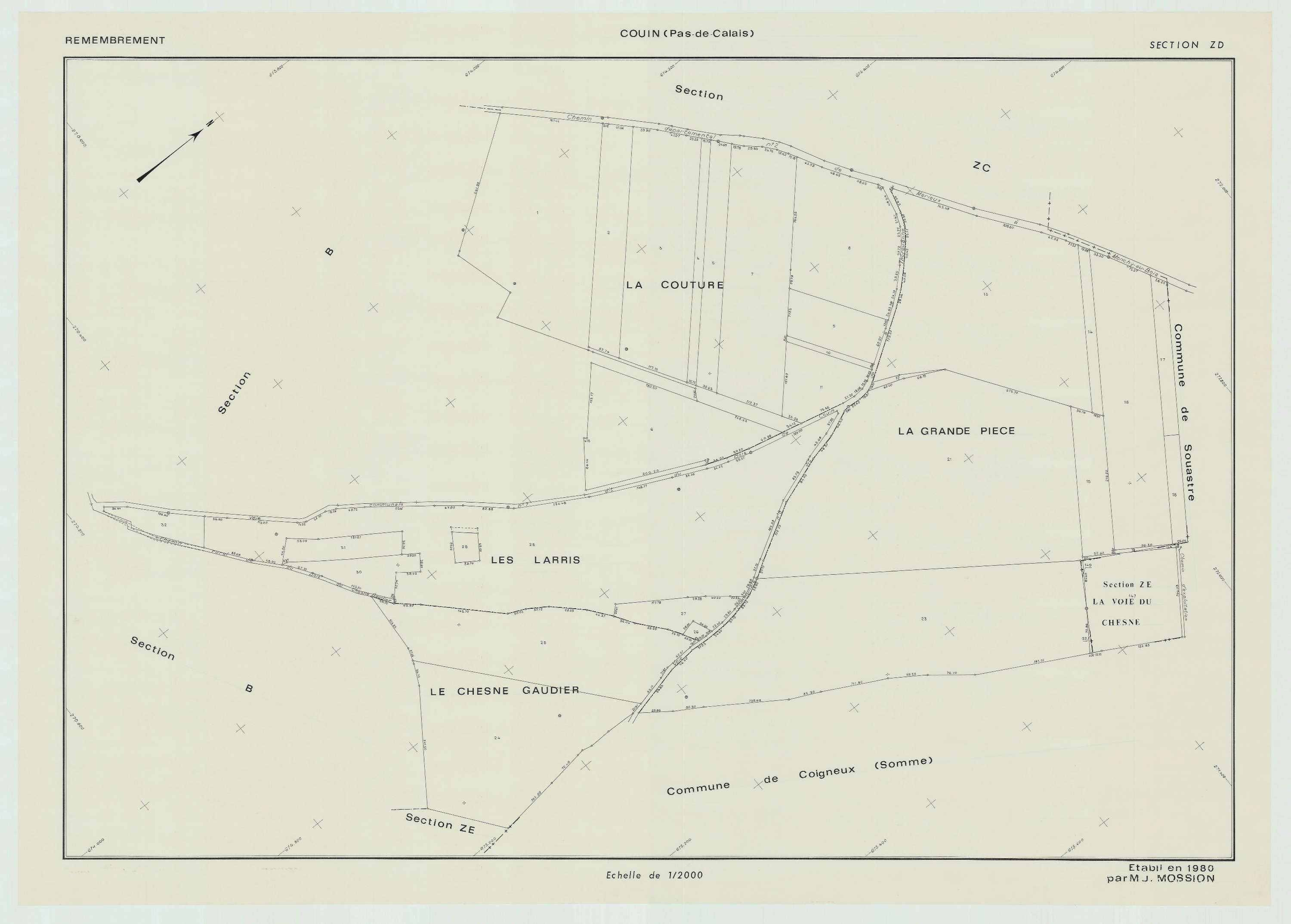 Couin - Plan de remembrement : section ZD.