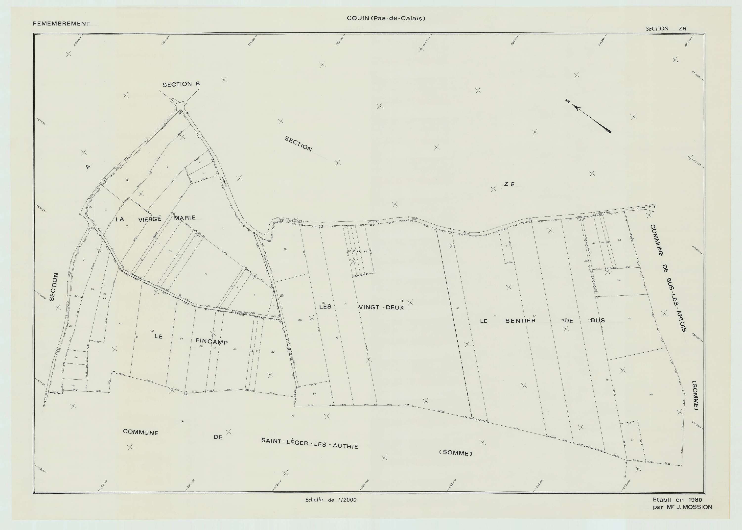 Couin - Plan de remembrement : section ZH.
