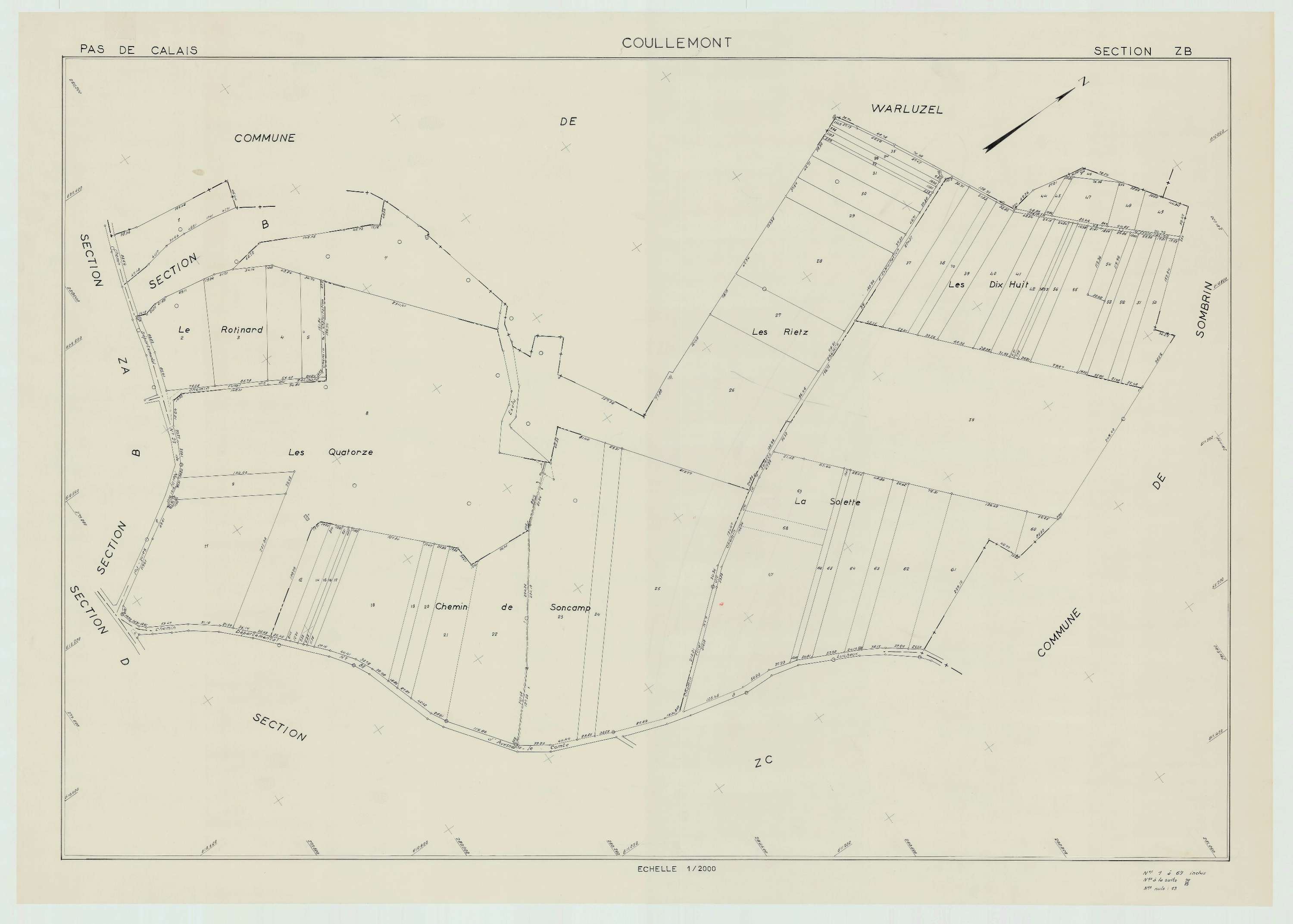 Coullemont - Plan de remembrement : section ZB.