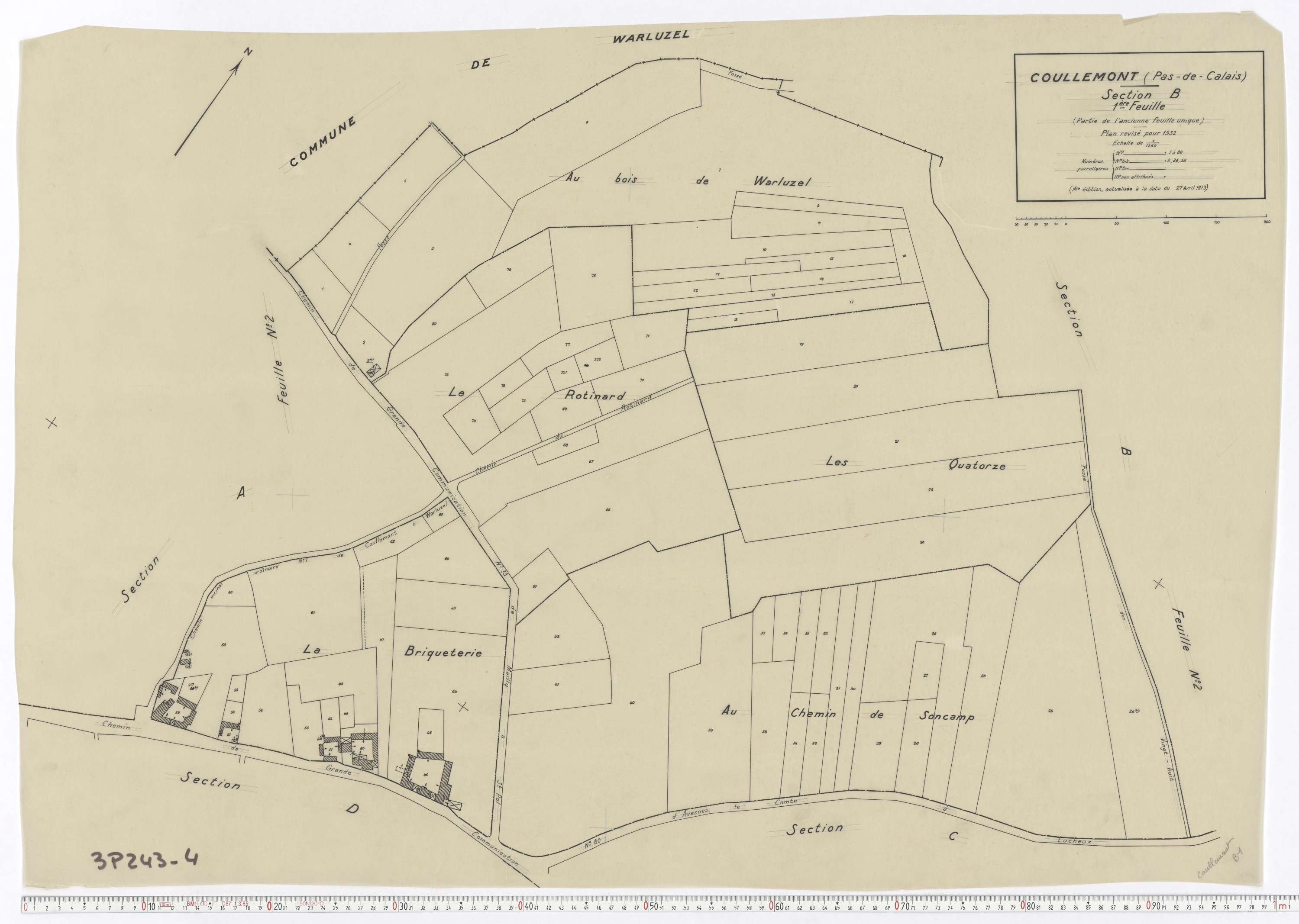 Coullemont - Section B, feuille 1.