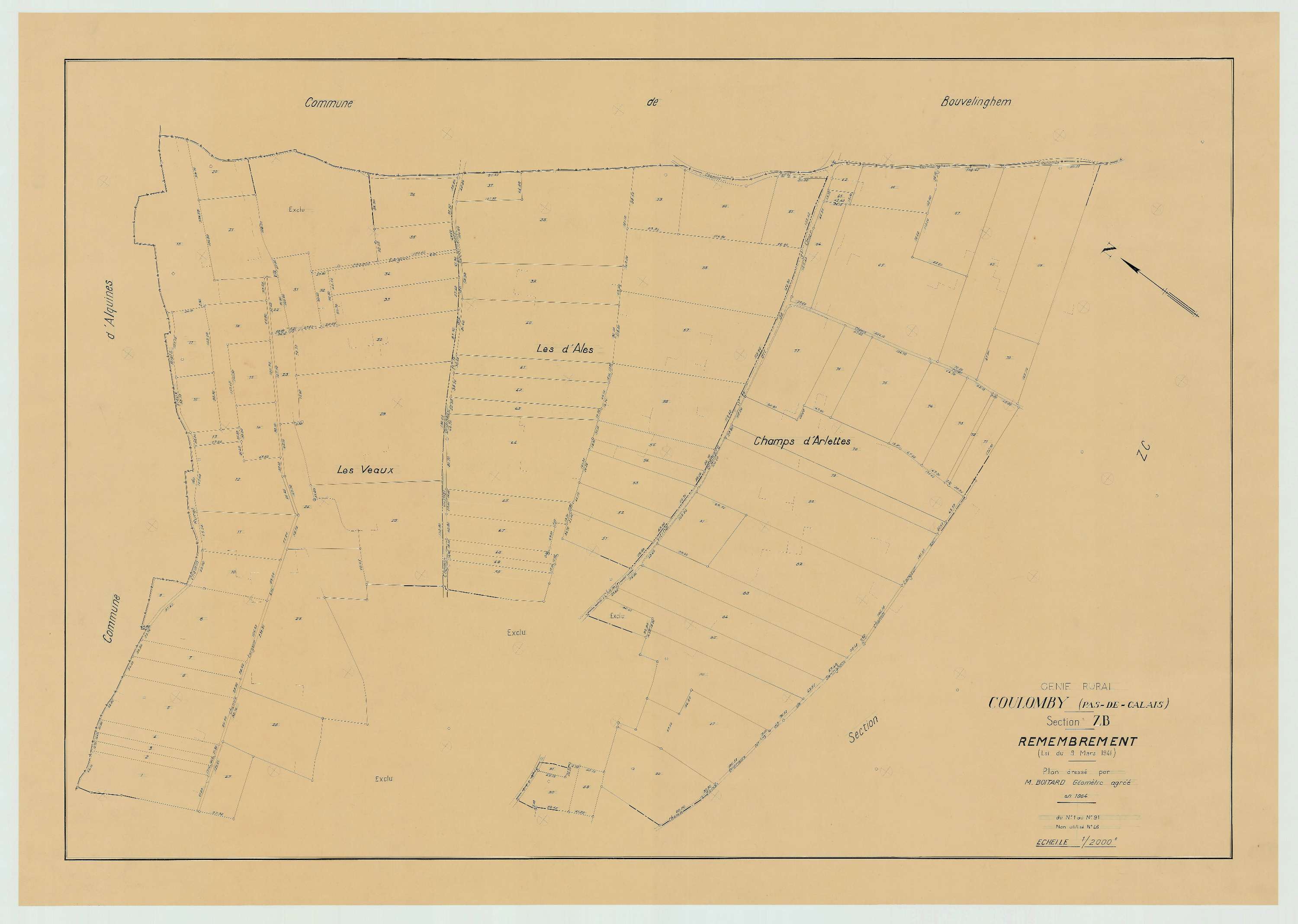 Coulomby - Plan de remembrement : section ZB.