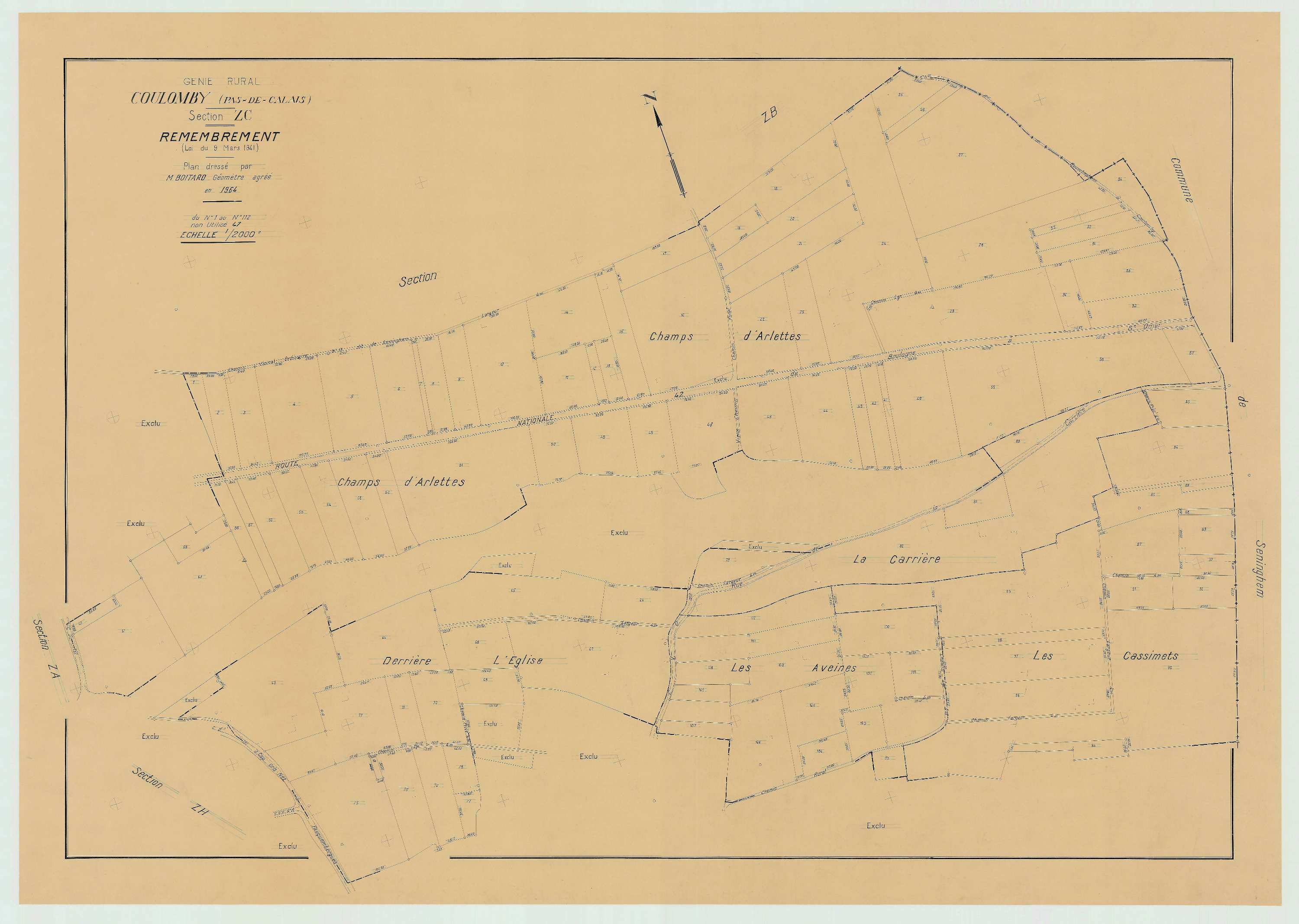 Coulomby - Plan de remembrement : section ZC.