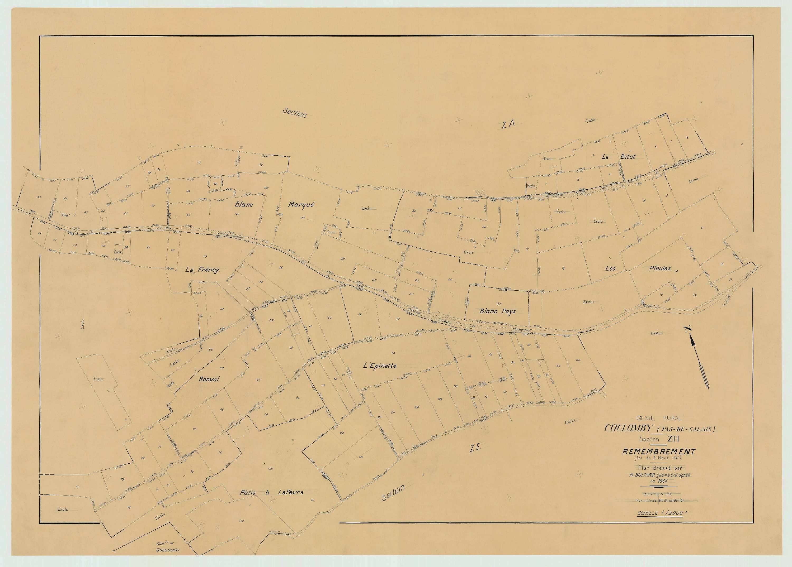 Coulomby - Plan de remembrement : section ZH.