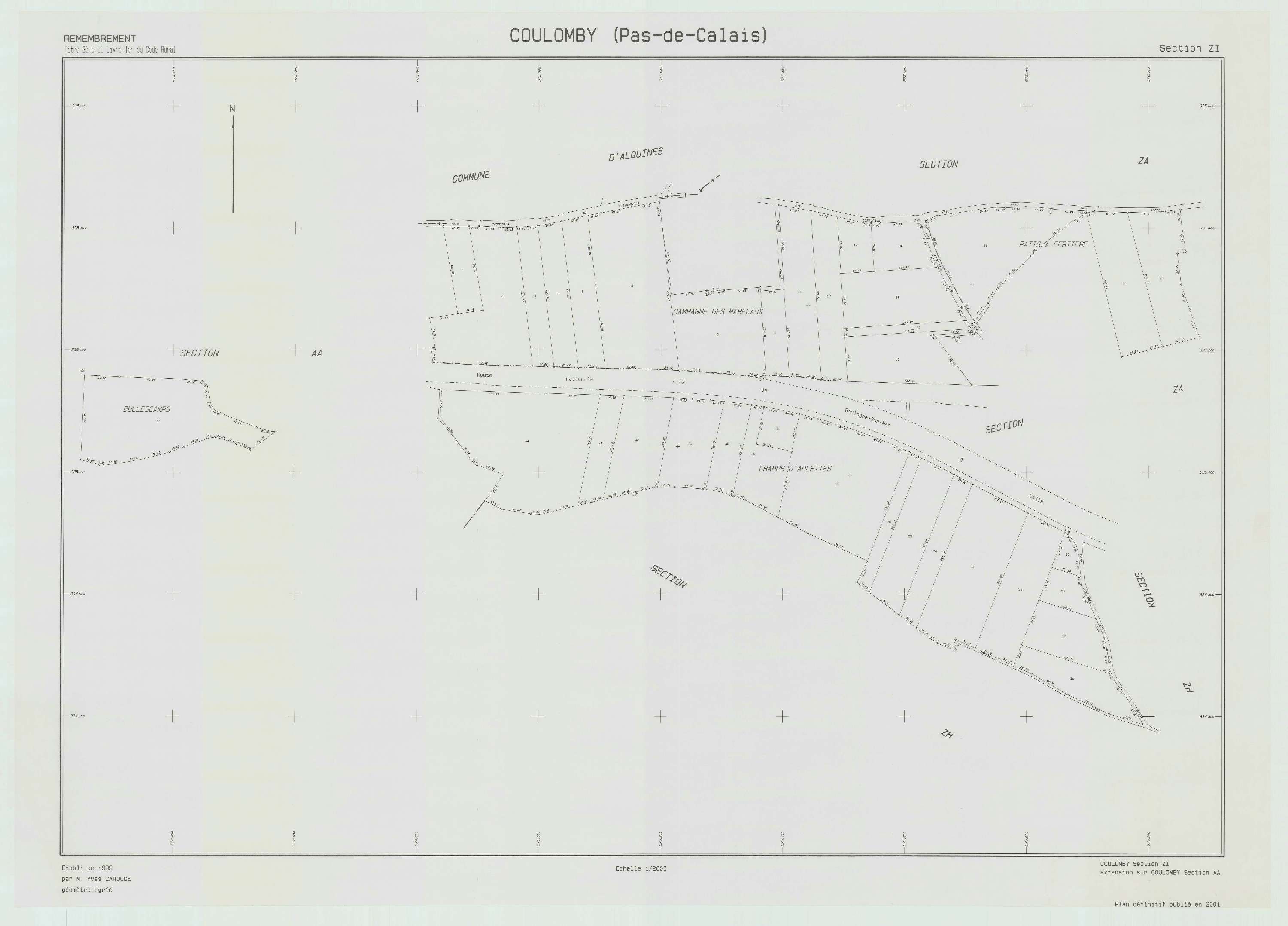 Coulomby - Plan de remembrement : section ZI.