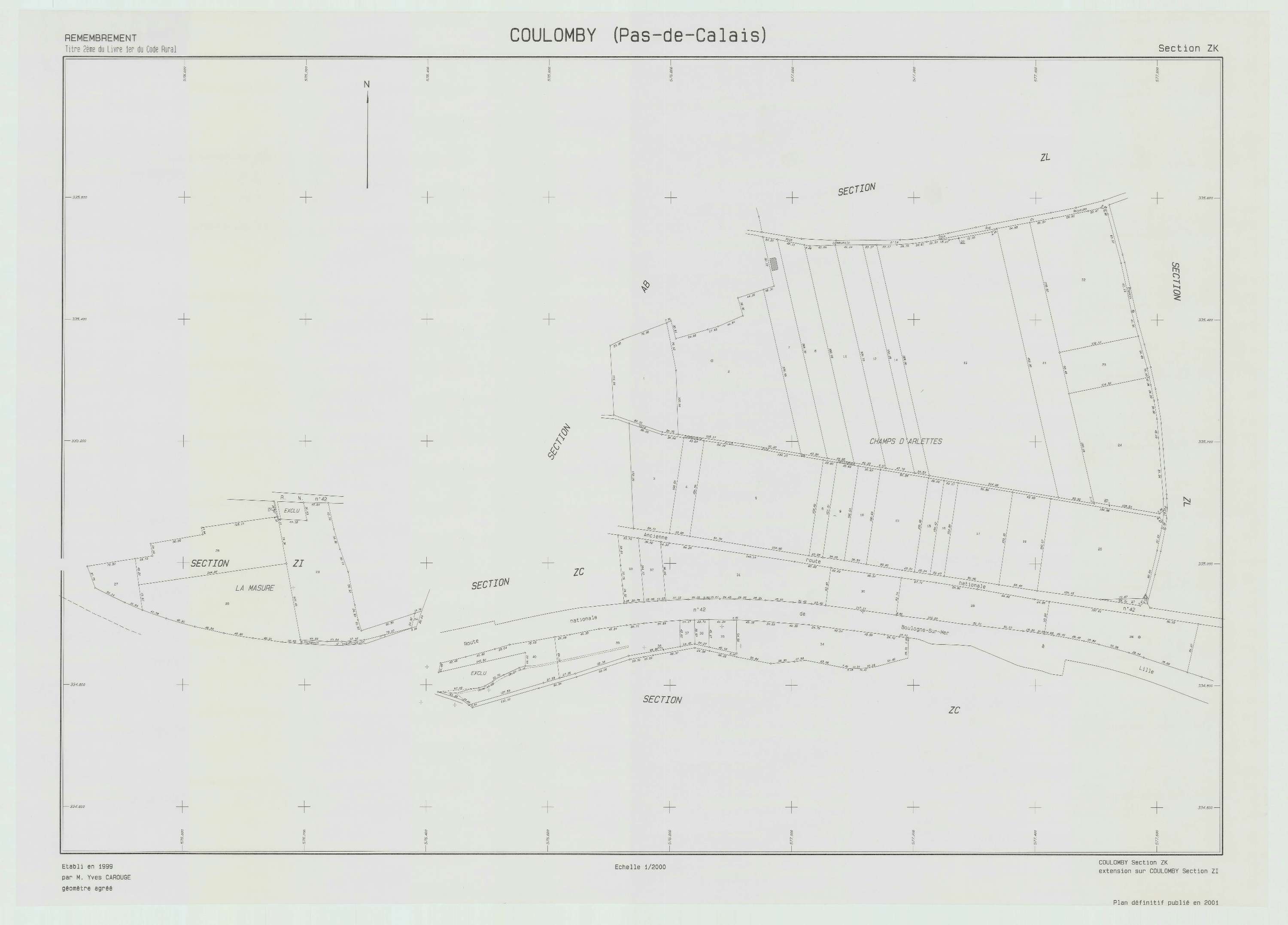 Coulomby - Plan de remembrement : section ZK.