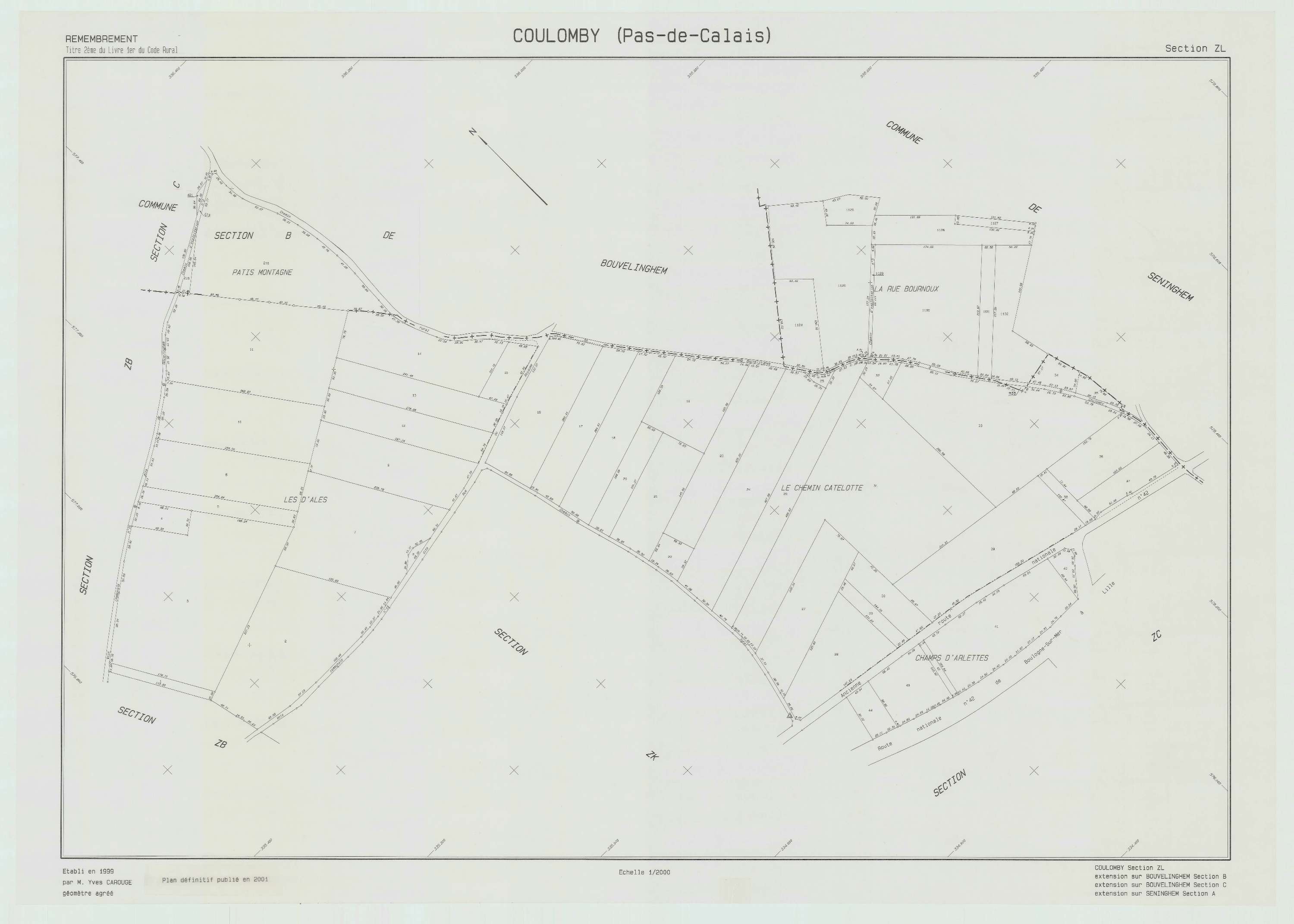Coulomby - Plan de remembrement : section ZL.