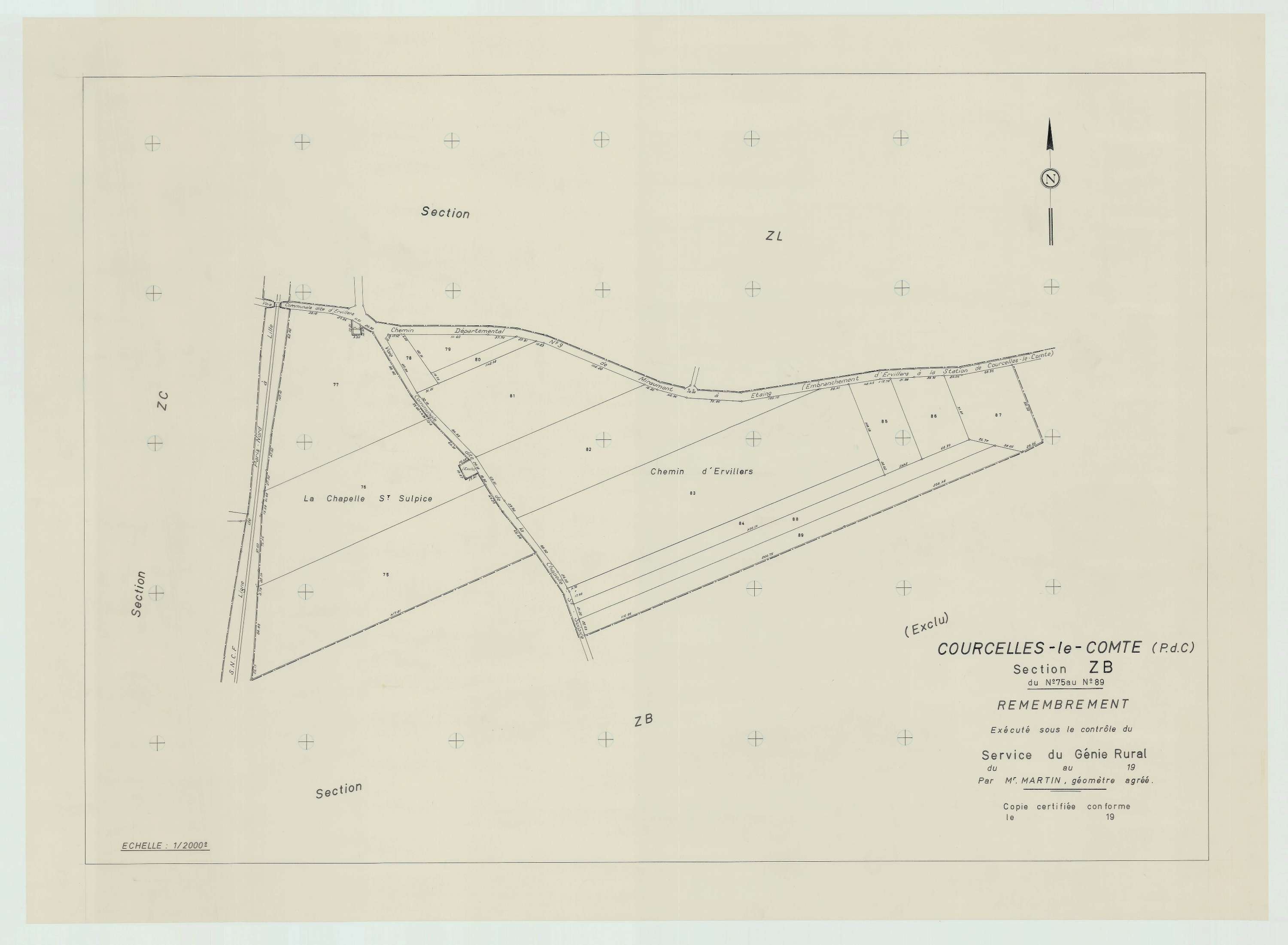 Courcelles-le-Comte - Plan de remembrement : section ZB.