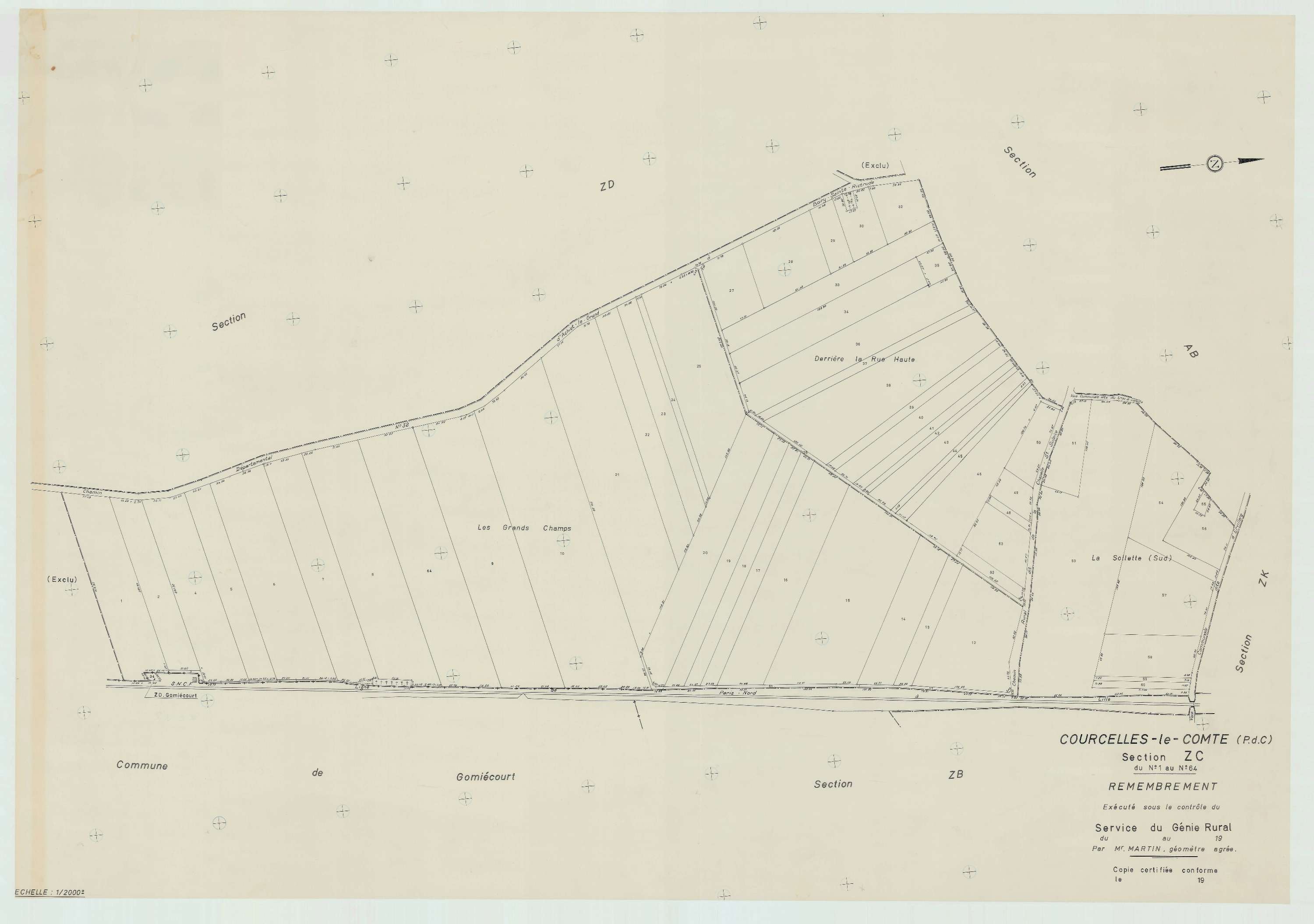 Courcelles-le-Comte - Plan de remembrement : section ZC.