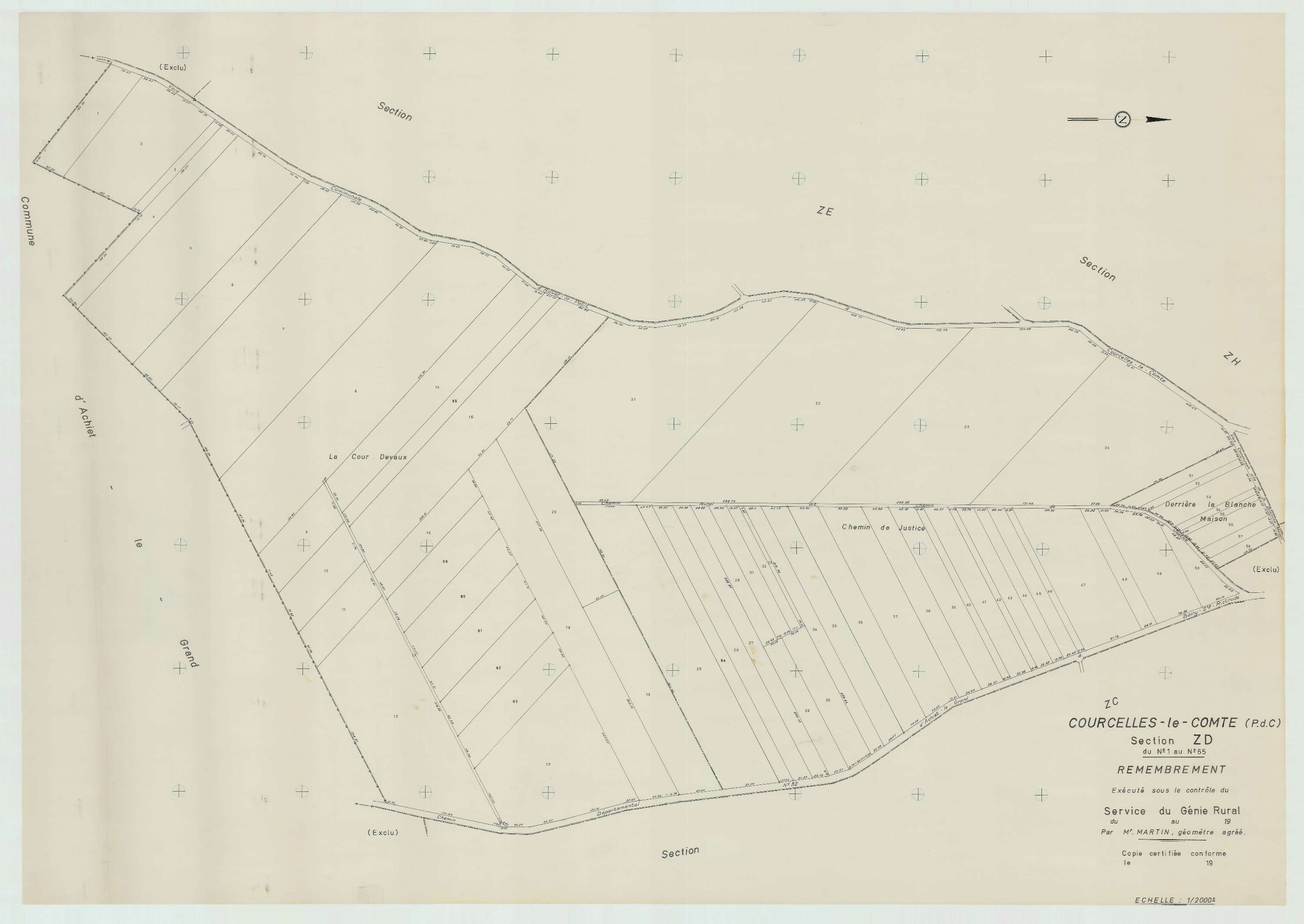 Courcelles-le-Comte - Plan de remembrement : section ZD.