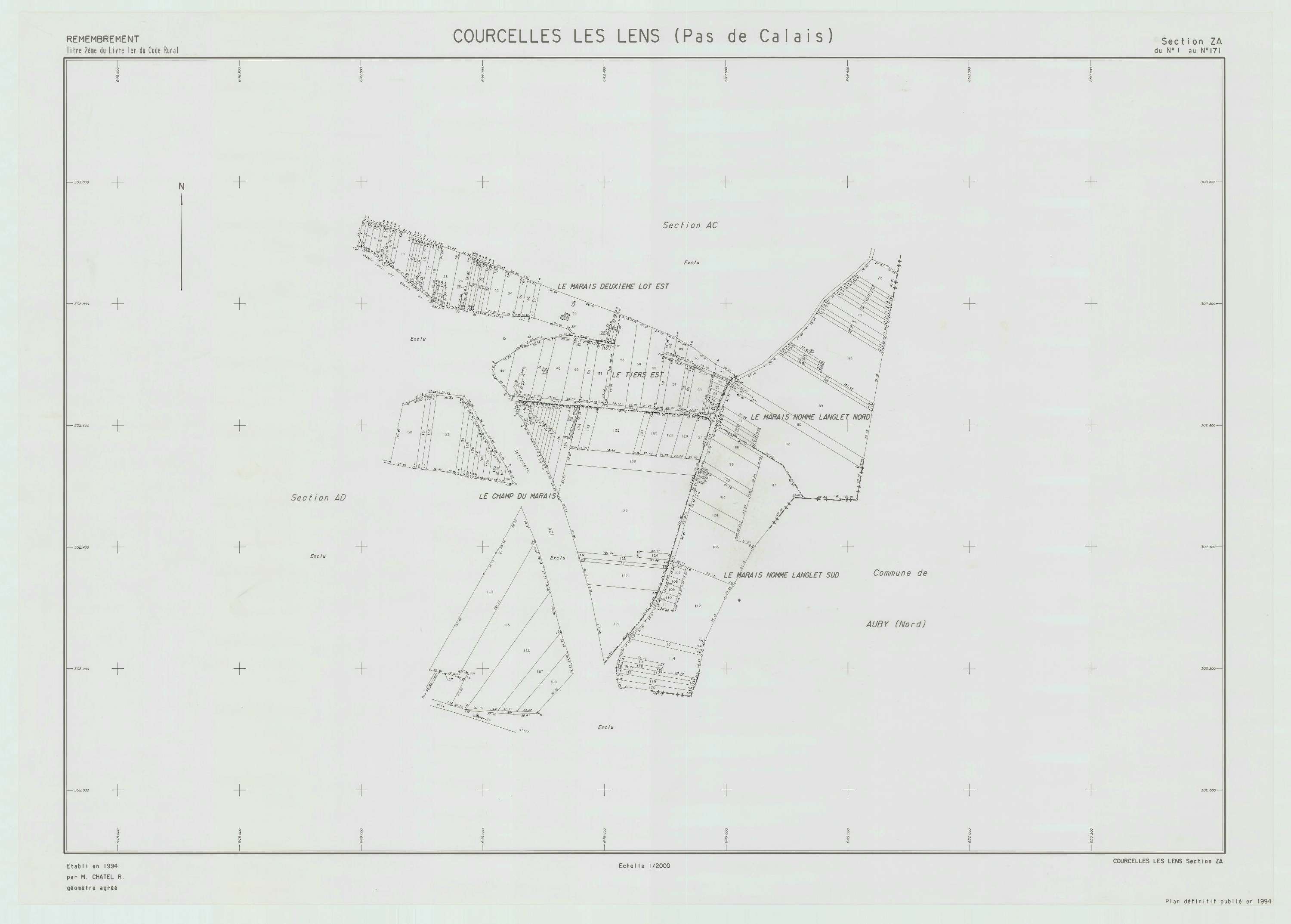 Courcelles-lès-Lens - Plan de remembrement : section ZA.