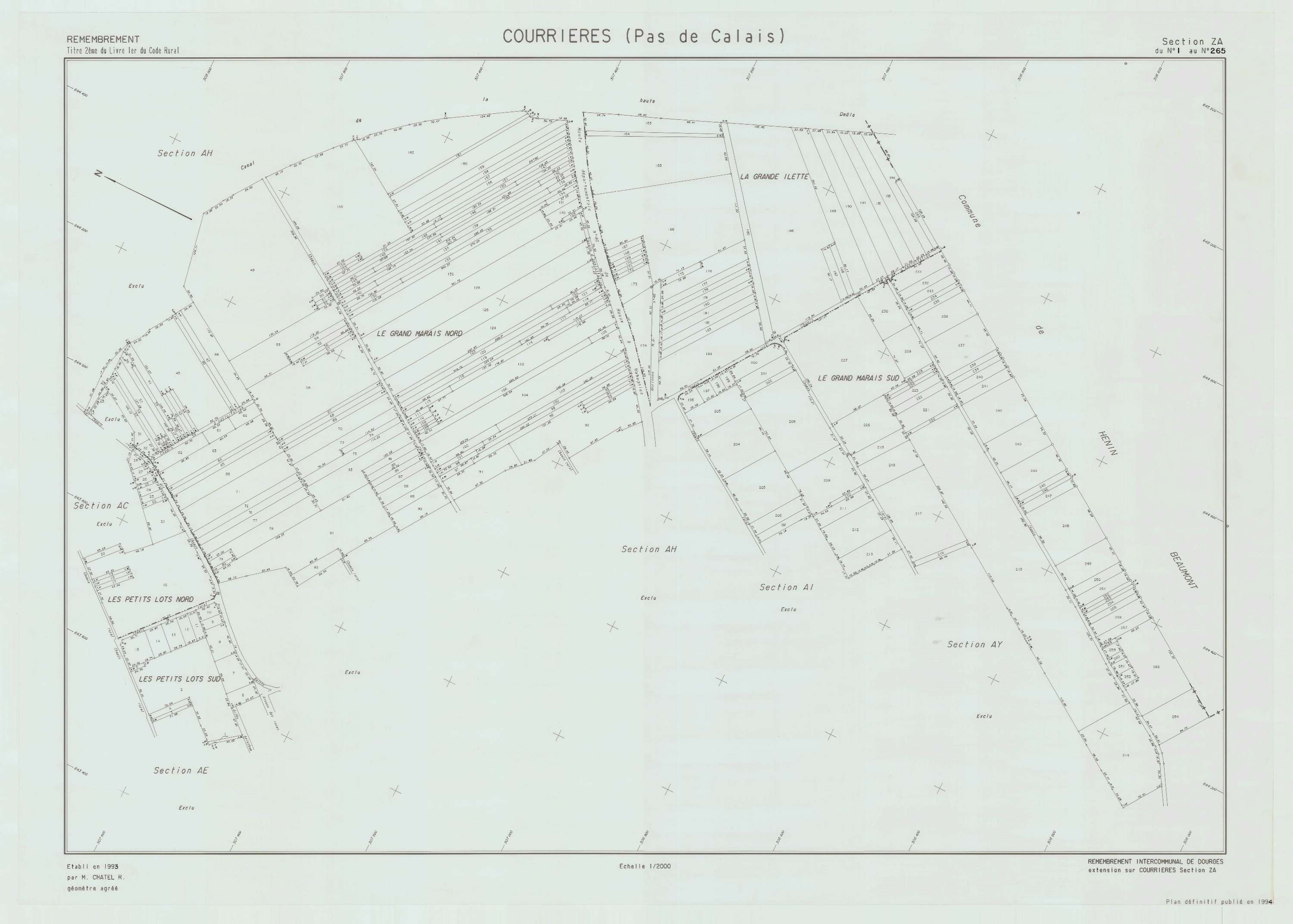 Courcelles-lès-Lens - Plan de remembrement : section ZA.