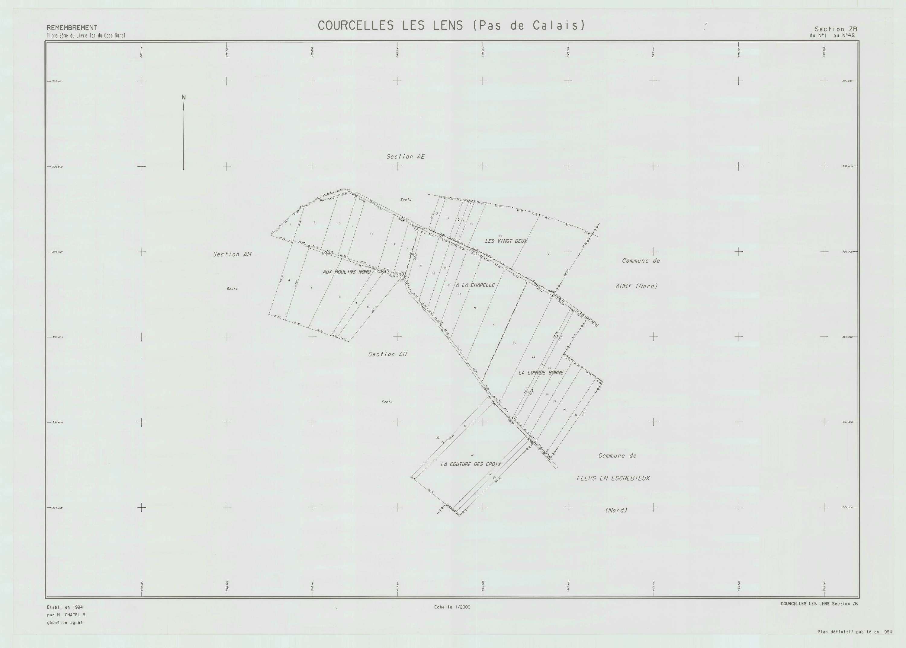 Courcelles-lès-Lens - Plan de remembrement : section ZB.