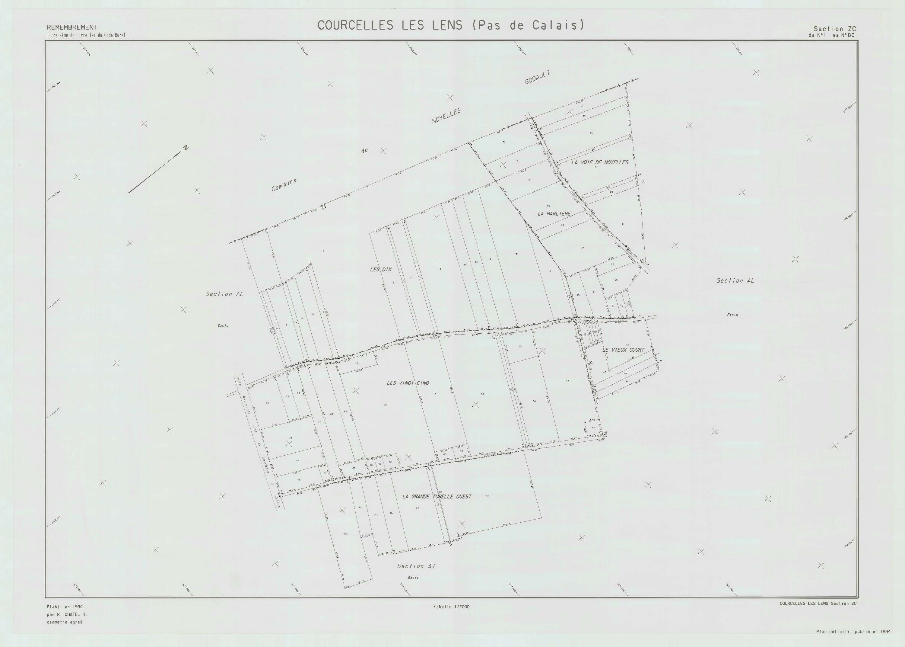 Courcelles-lès-Lens - Plan de remembrement : section ZC.