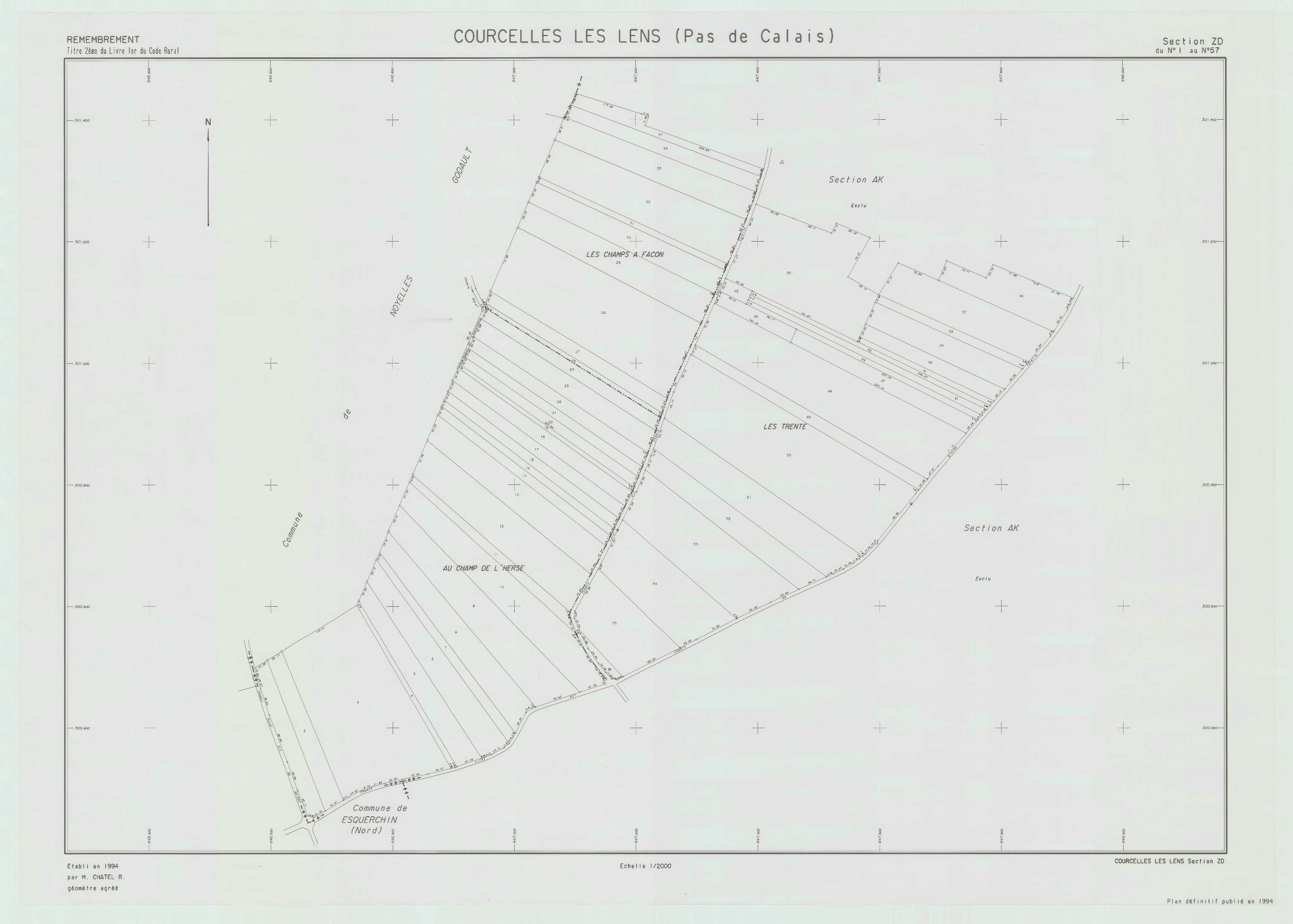 Courcelles-lès-Lens - Plan de remembrement : section ZD.