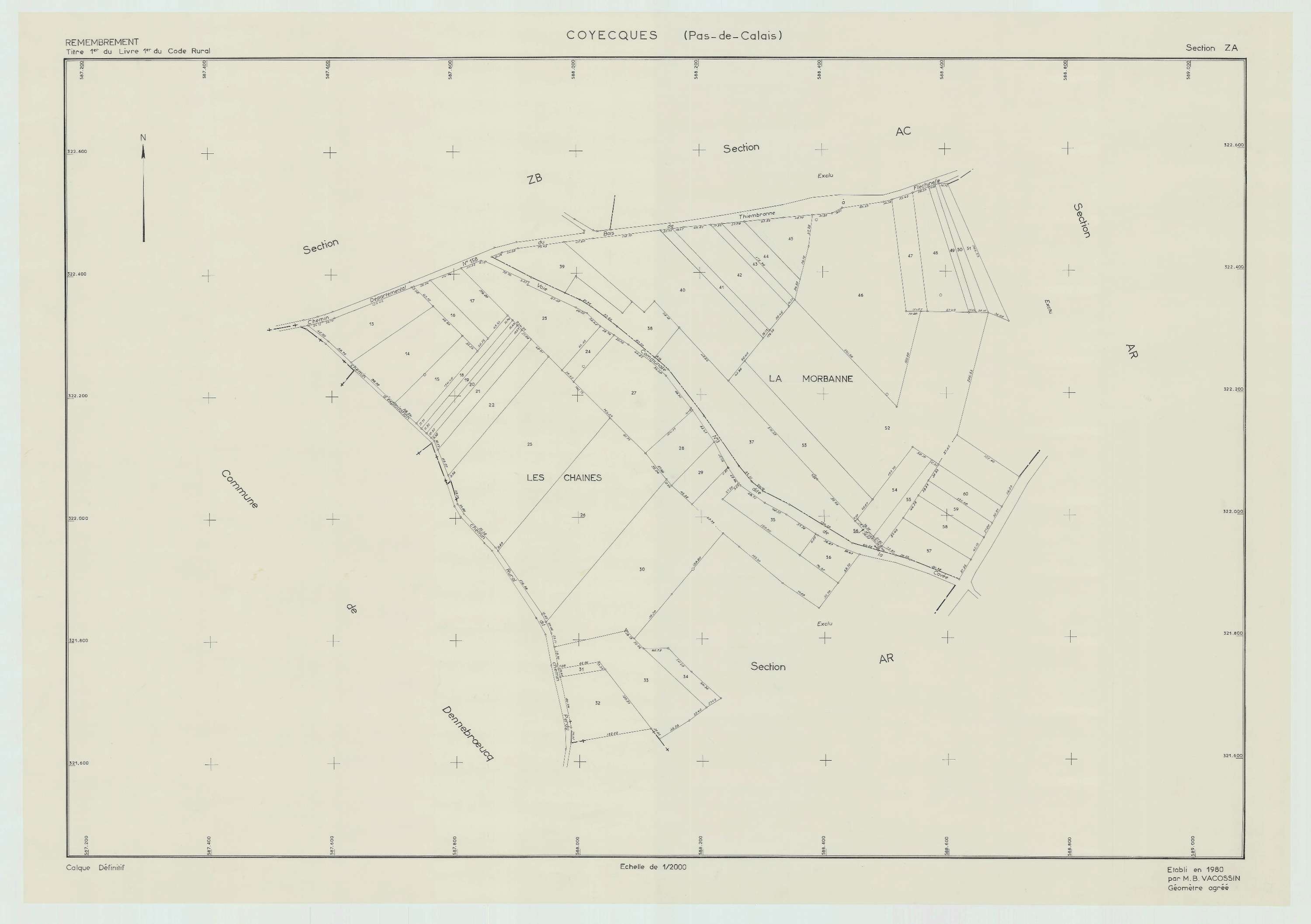 Coyecques - Plan de remembrement : section ZA.
