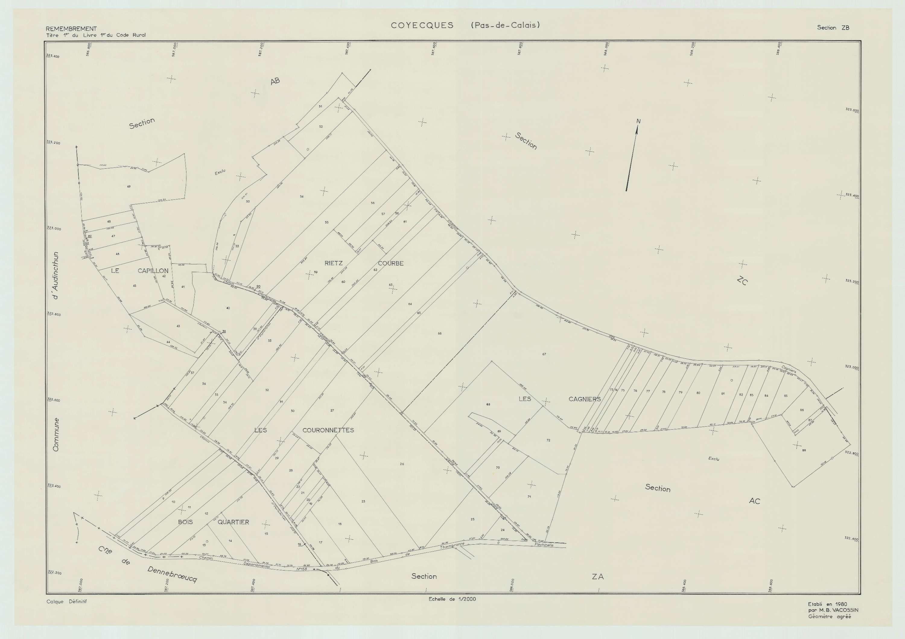 Coyecques - Plan de remembrement : section ZB.