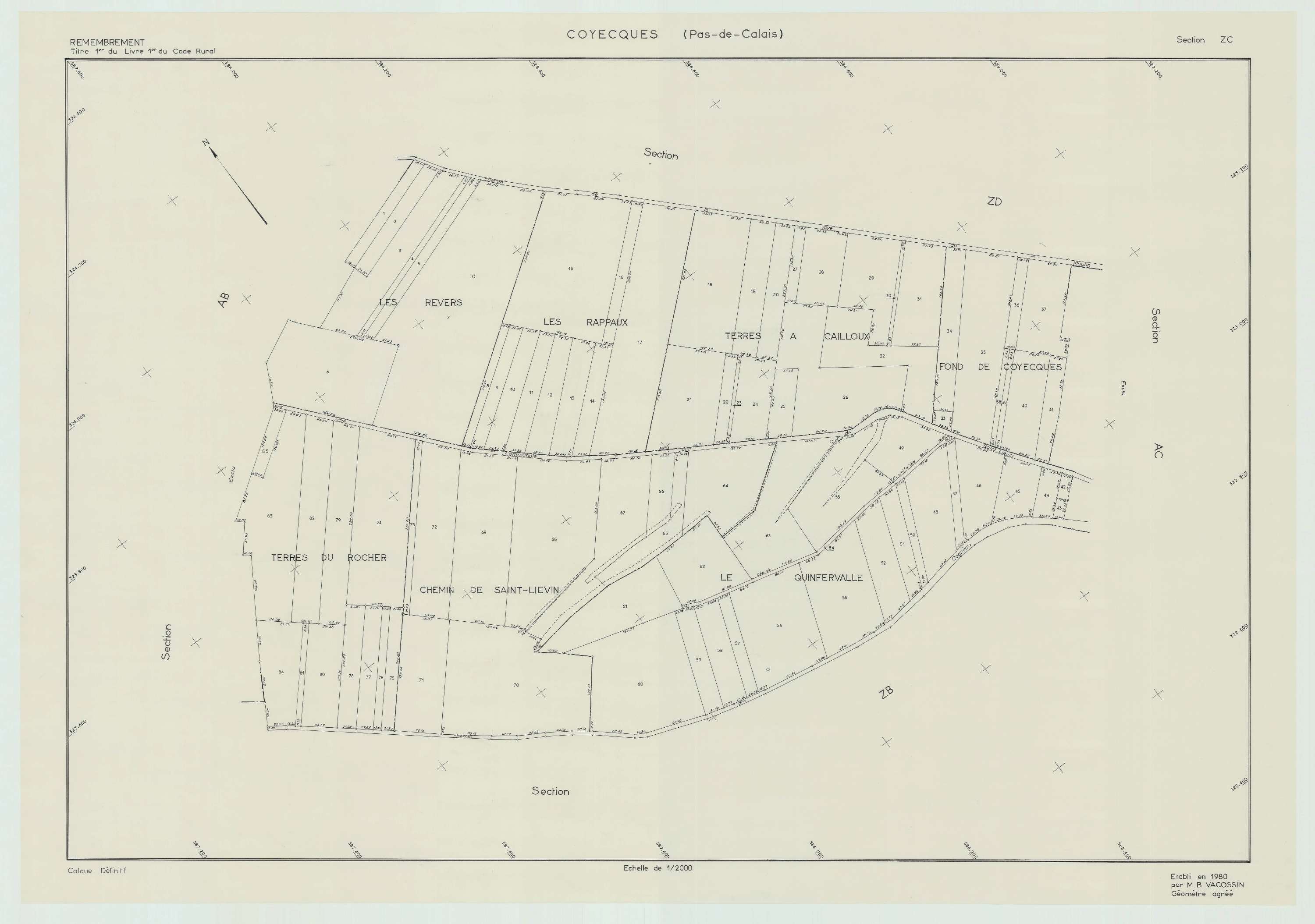Coyecques - Plan de remembrement : section ZC.