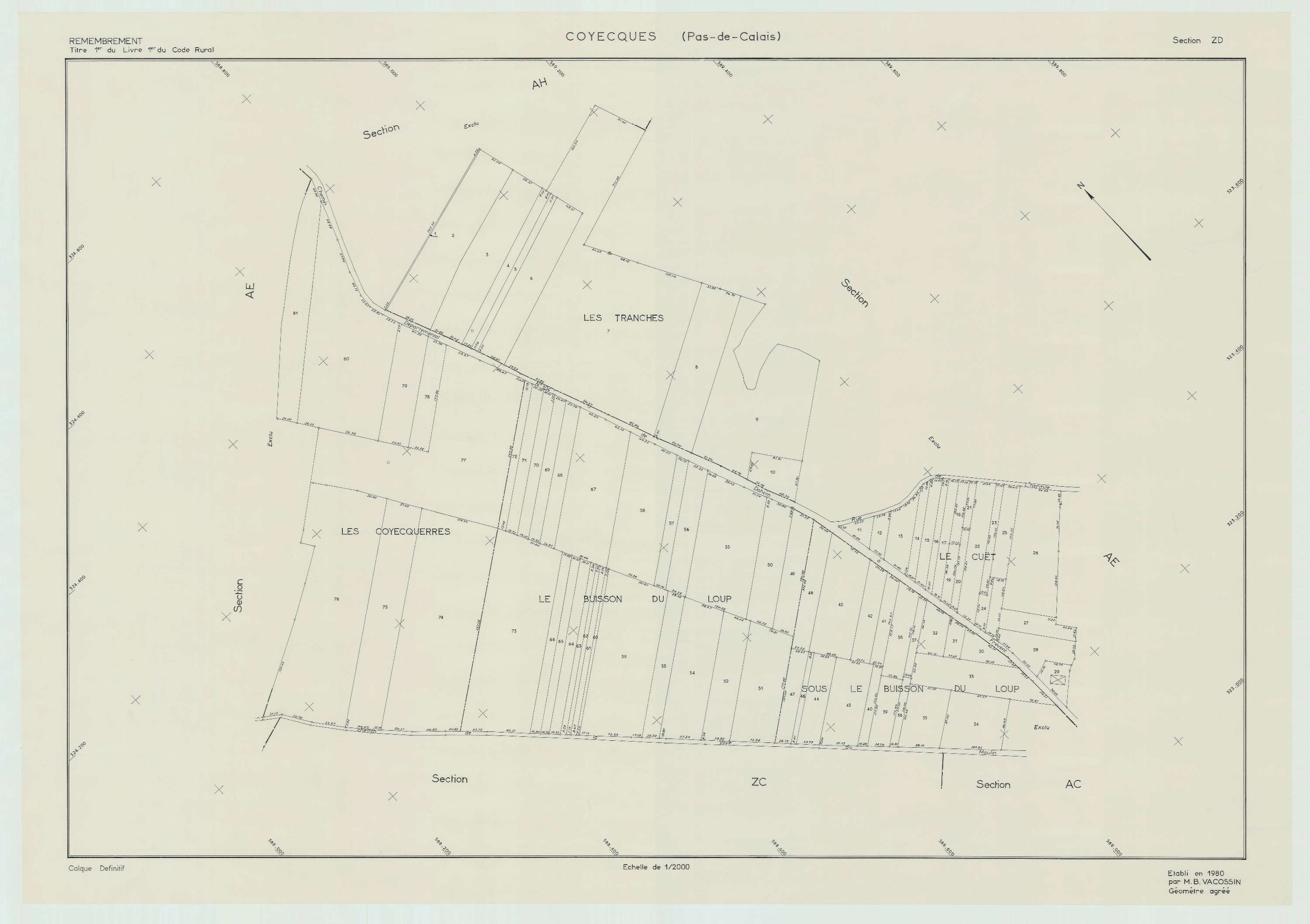 Coyecques - Plan de remembrement : section ZD.