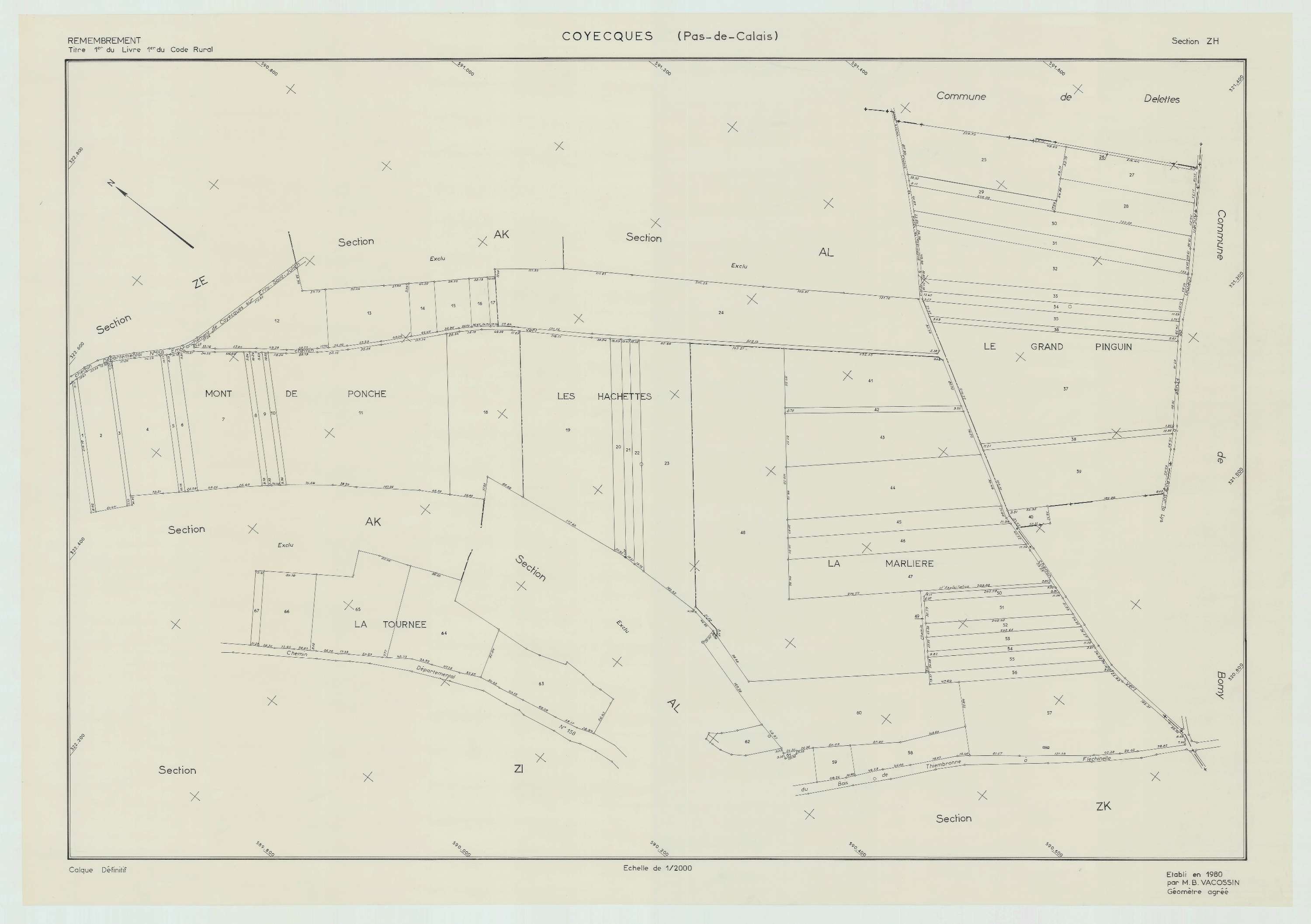 Coyecques - Plan de remembrement : section ZH.