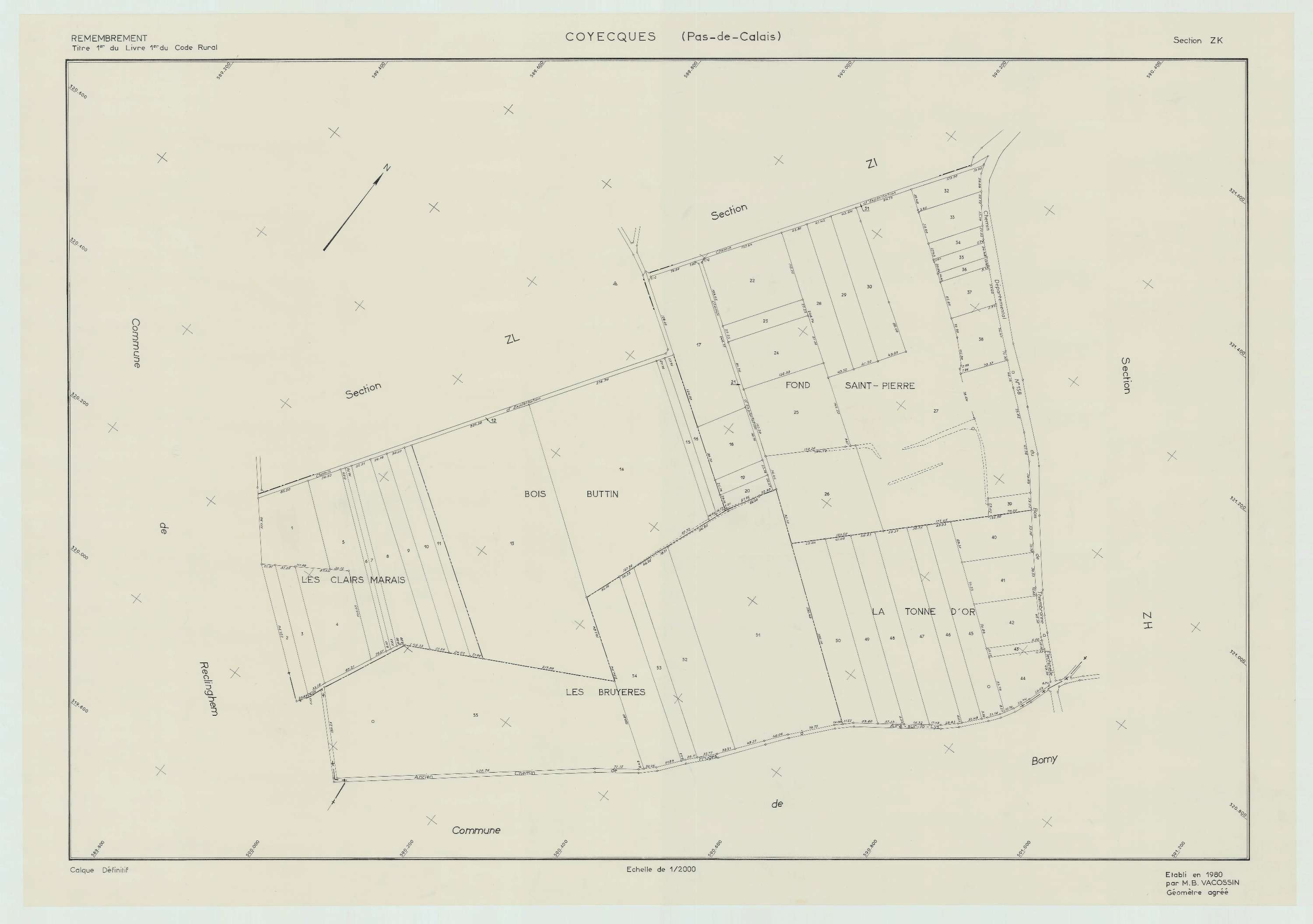 Coyecques - Plan de remembrement : section ZK.