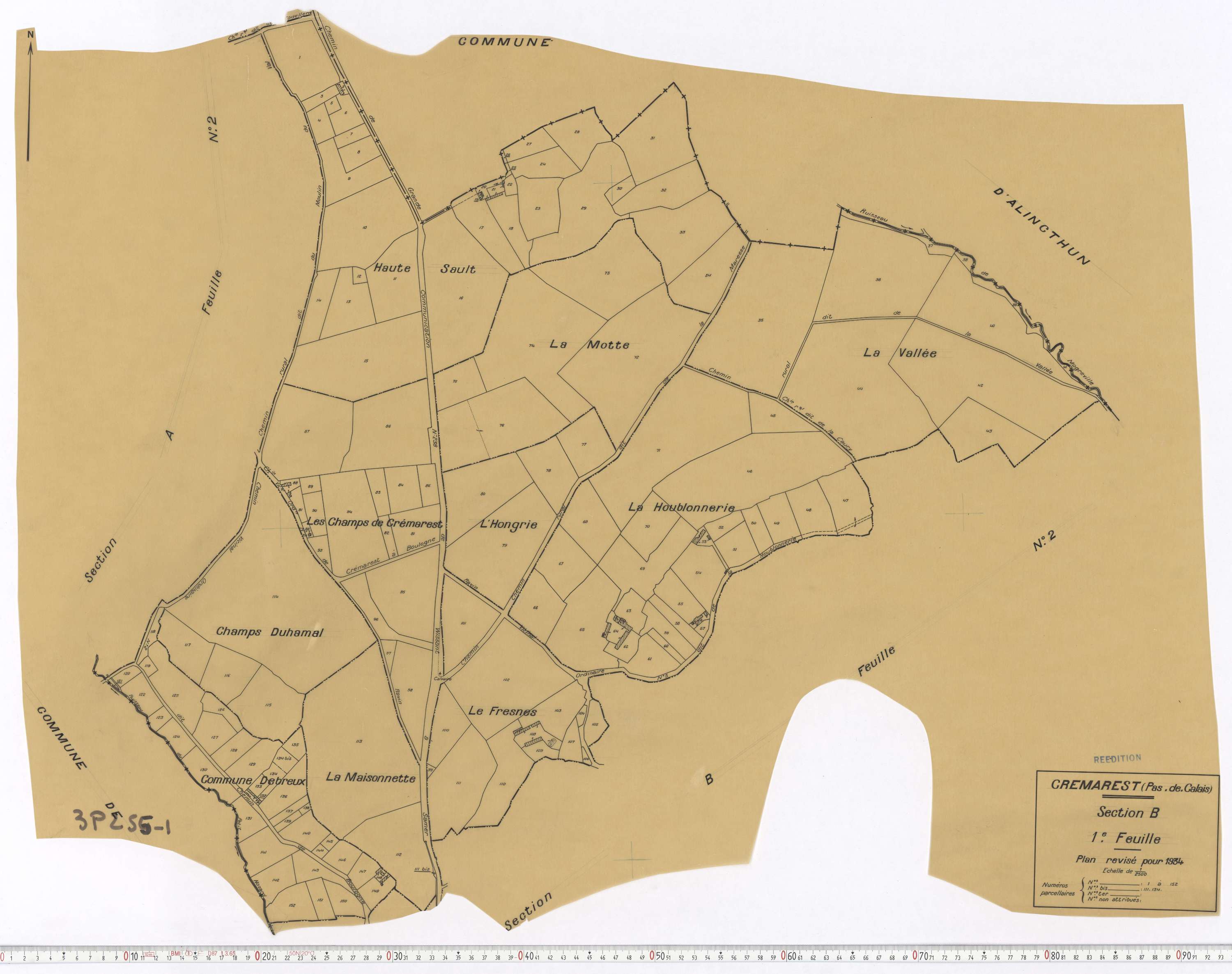 Crémarest - Section B, feuille 1.