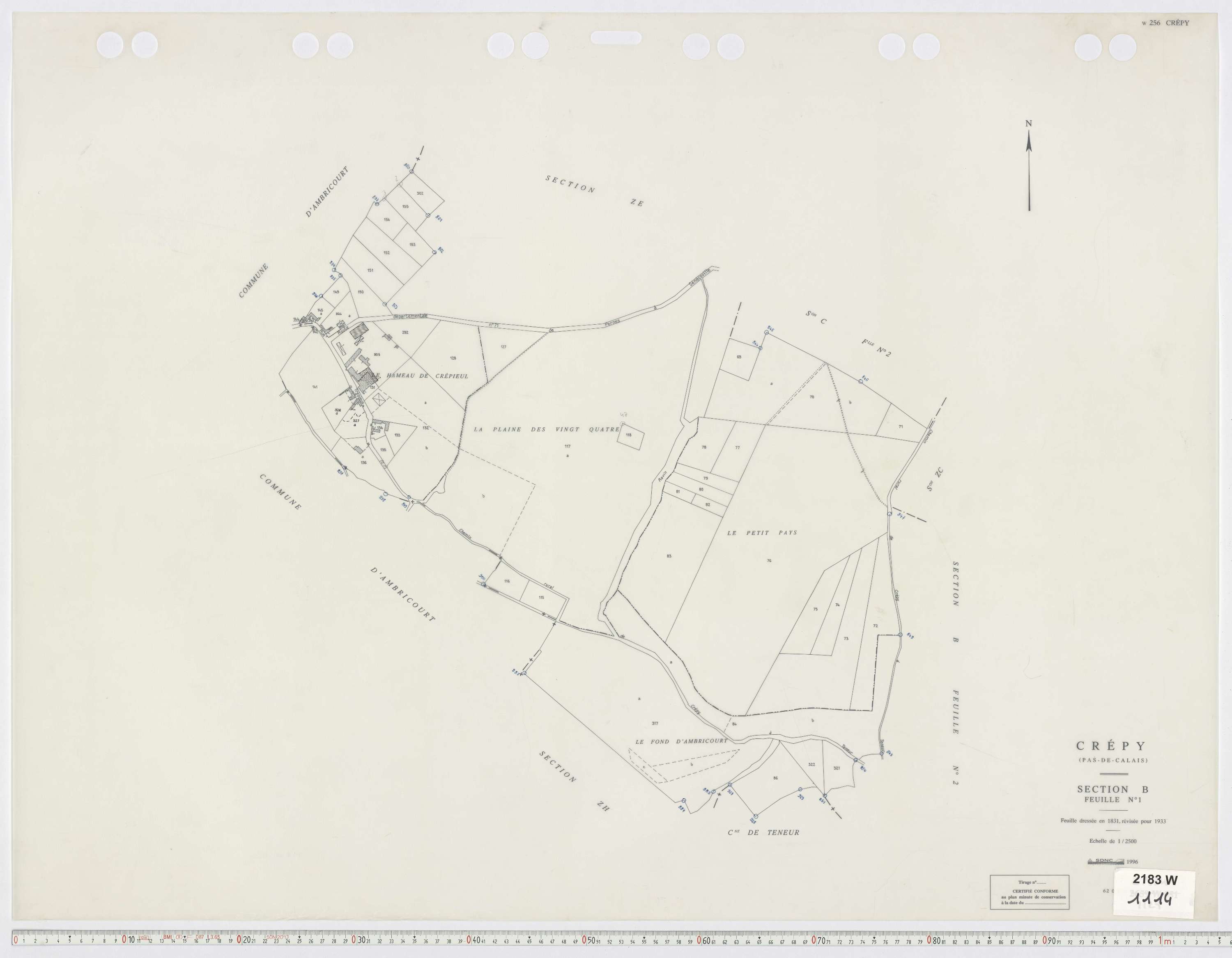 Crépy - Section B, feuille 1.
