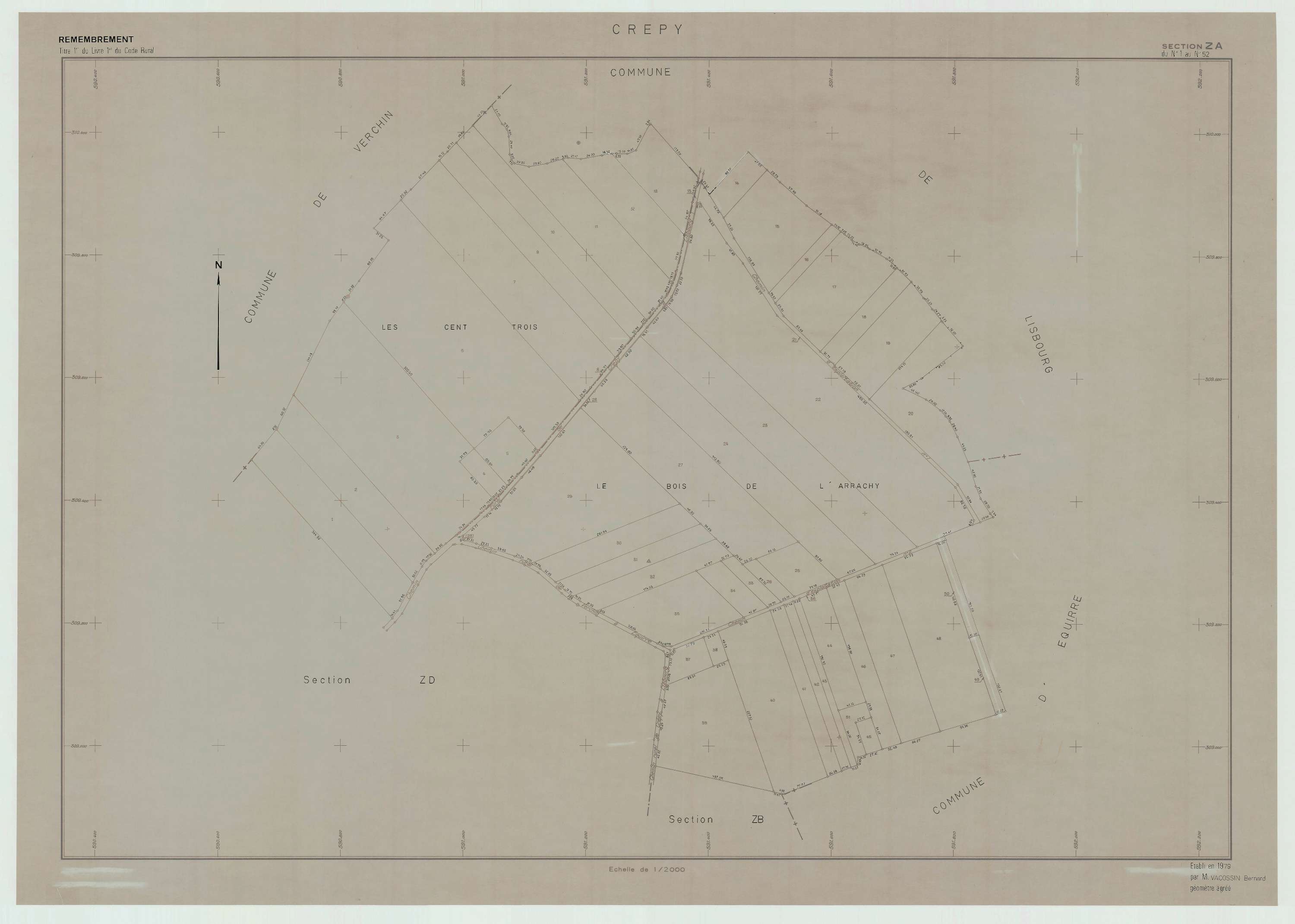 Crépy - Plan de remembrement : section ZA.
