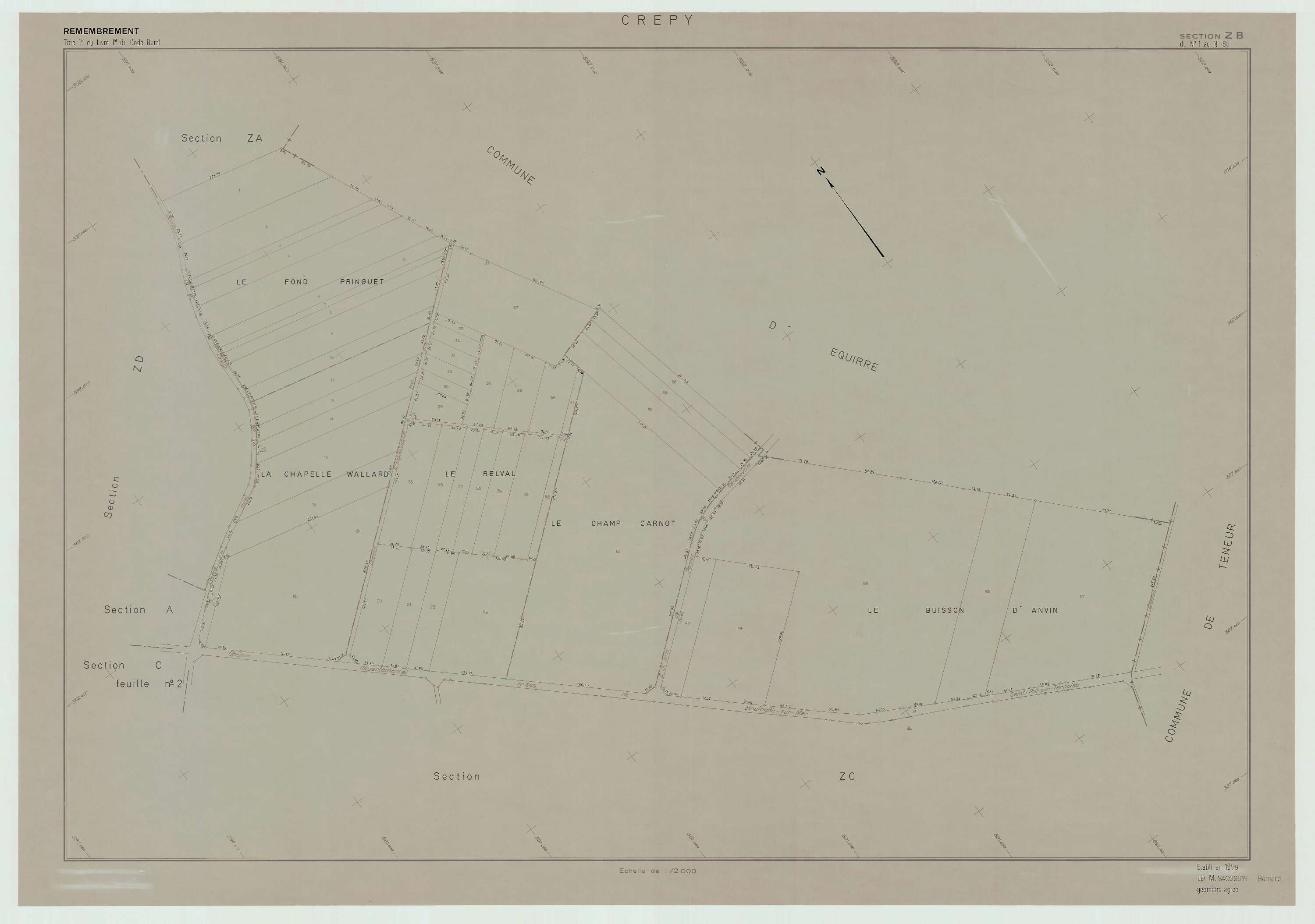 Crépy - Plan de remembrement : section ZB.