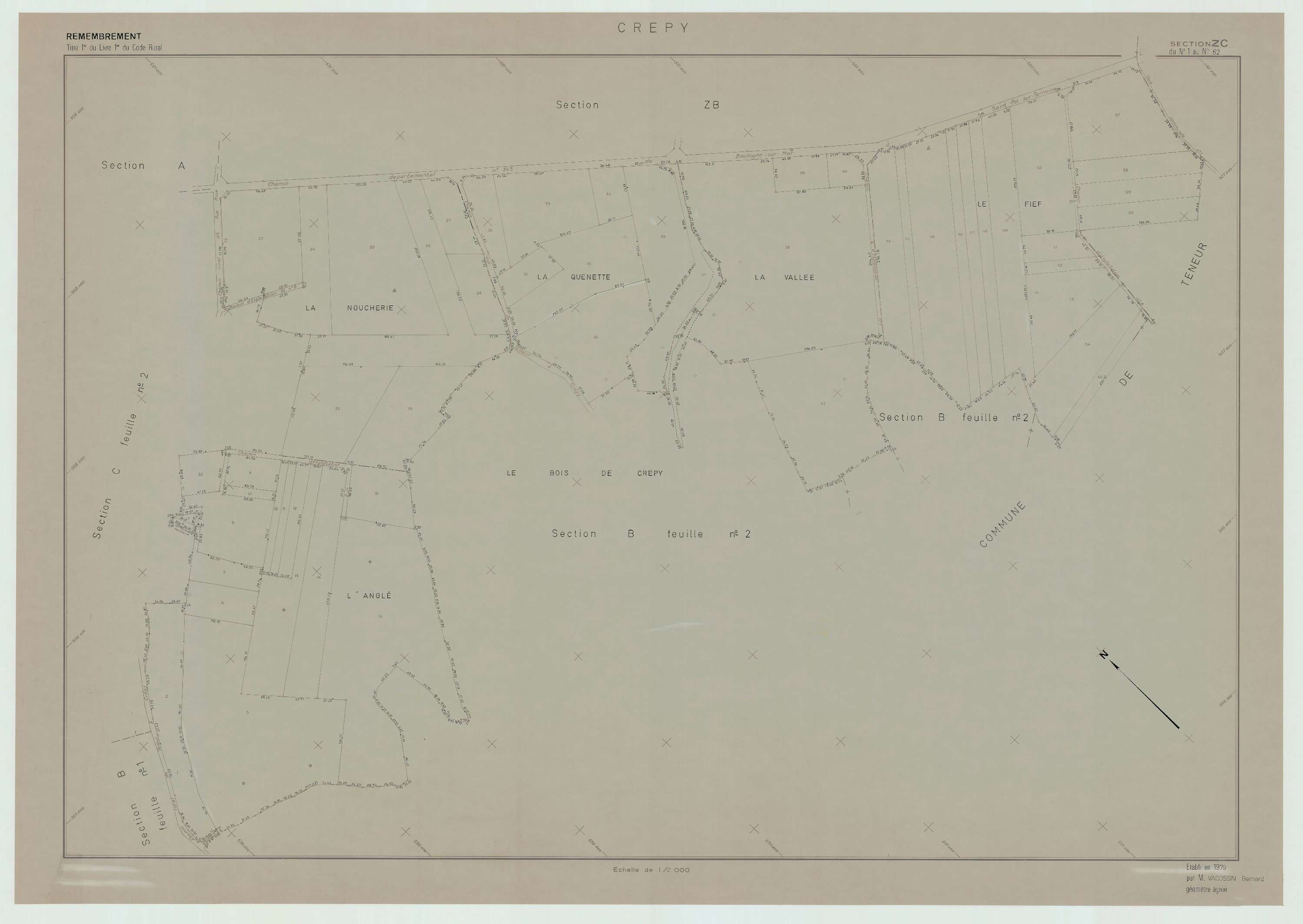 Crépy - Plan de remembrement : section ZC.