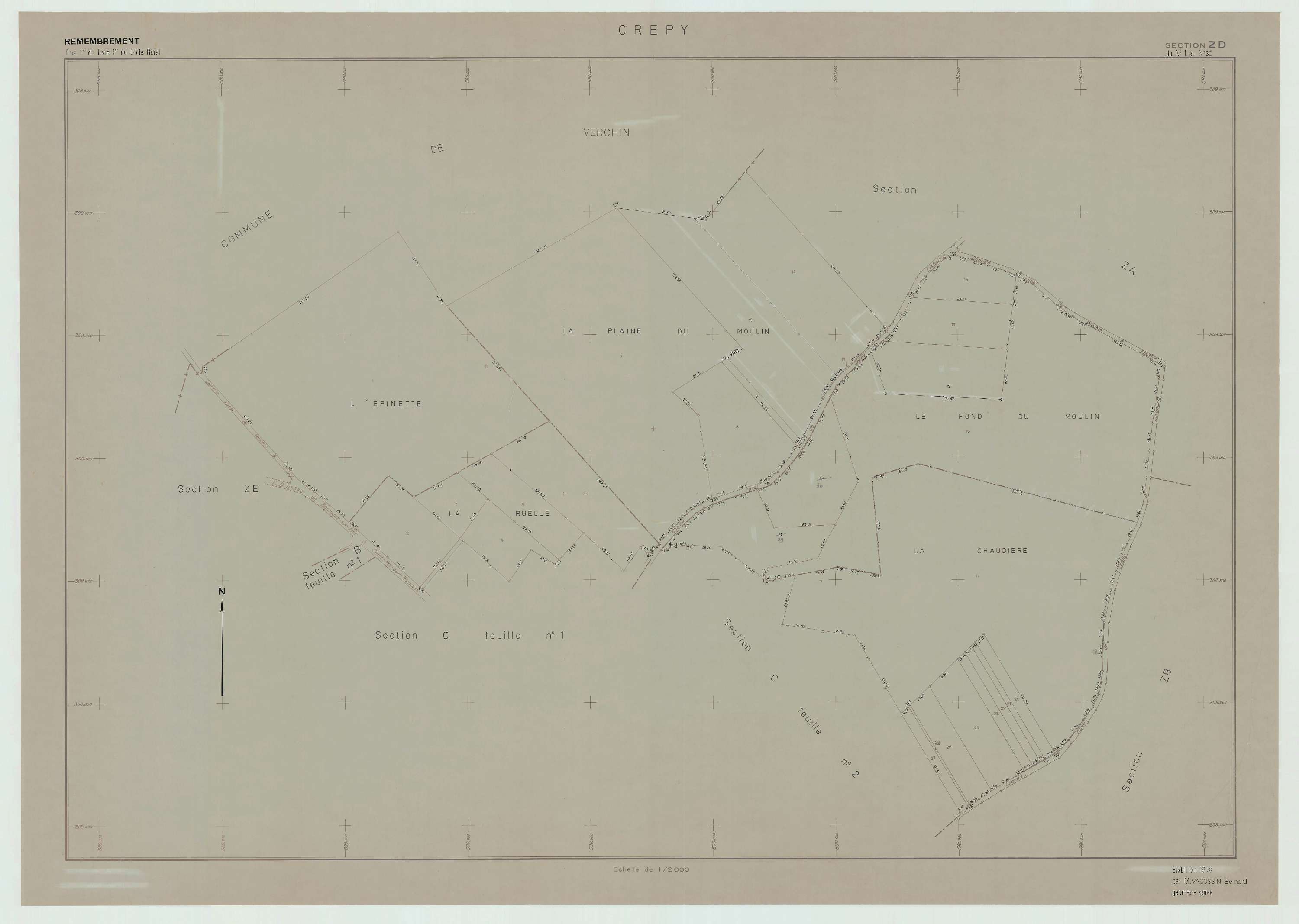Crépy - Plan de remembrement : section ZD.