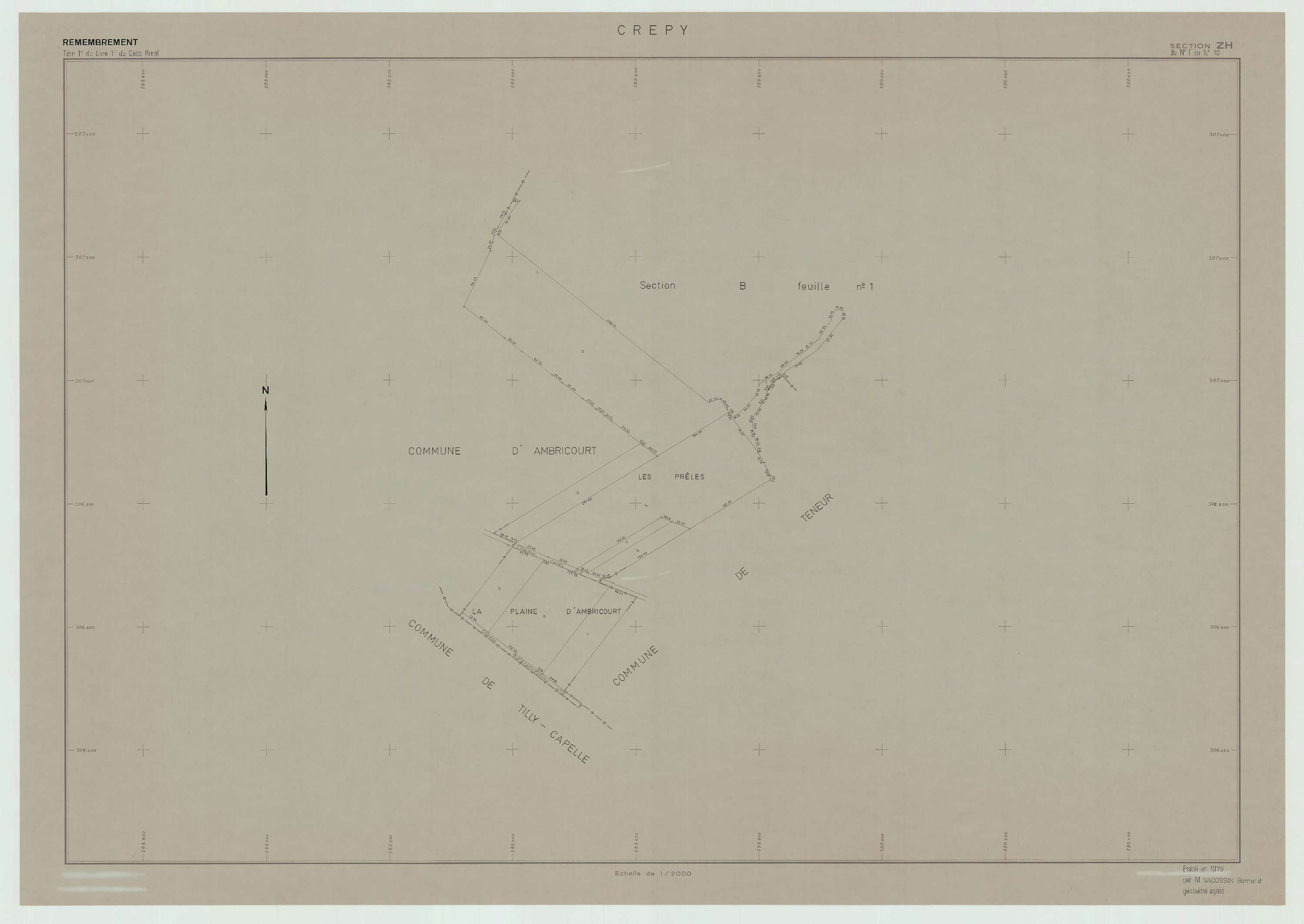 Crépy - Plan de remembrement : section ZH.