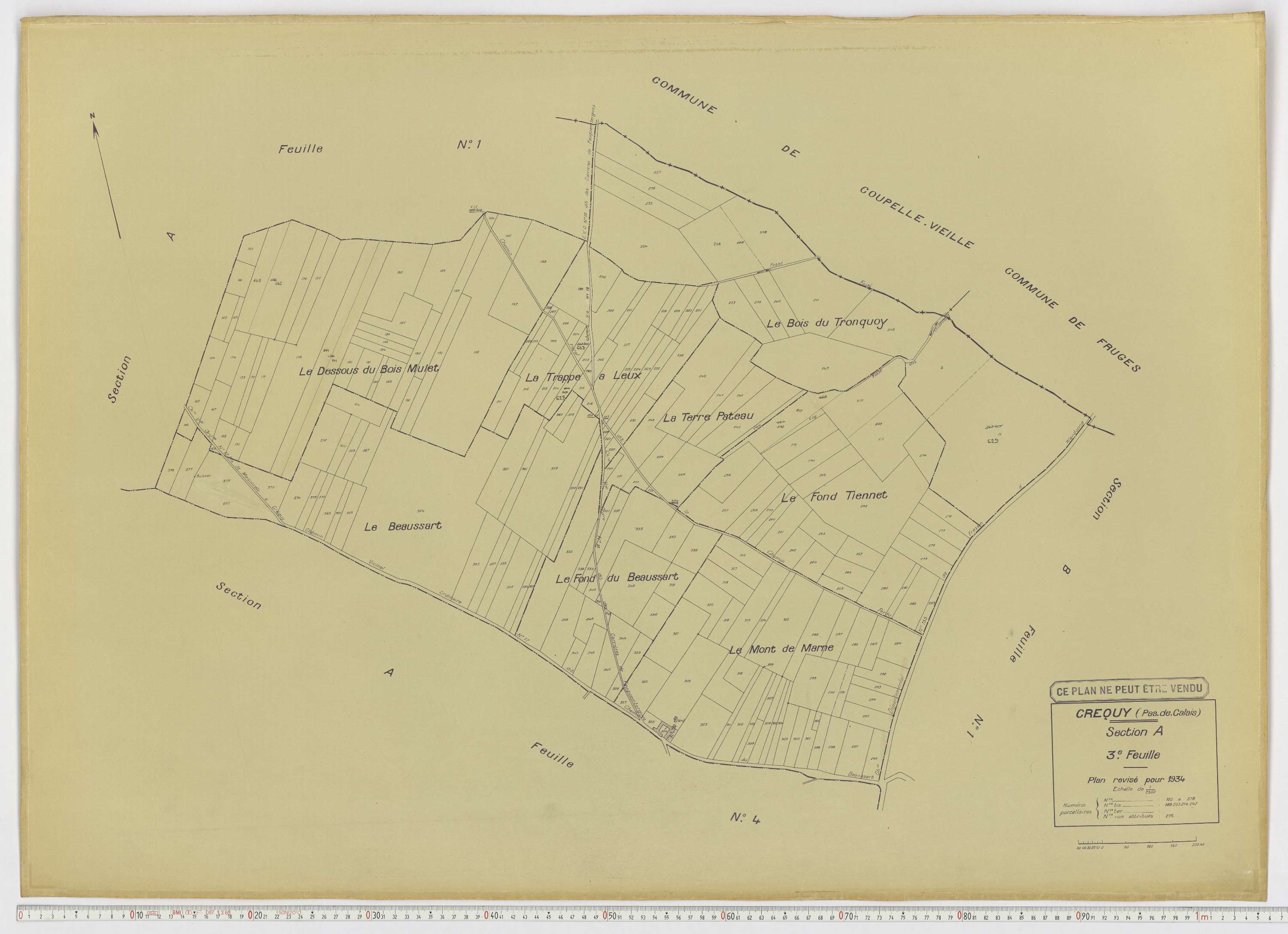 Créquy - Section A, feuille 3.