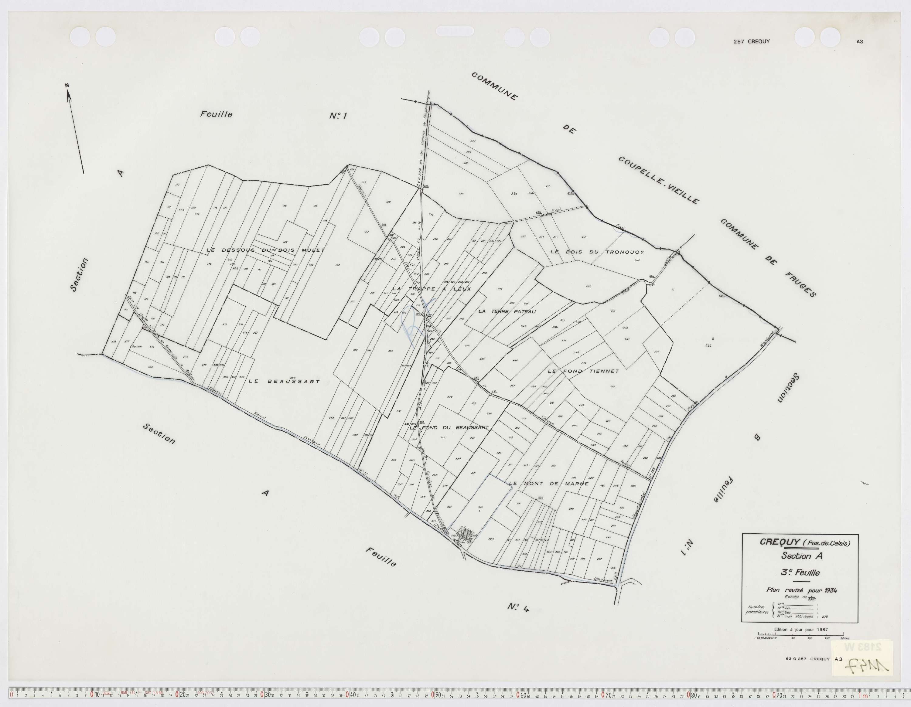 Créquy - Section A, feuille 3.