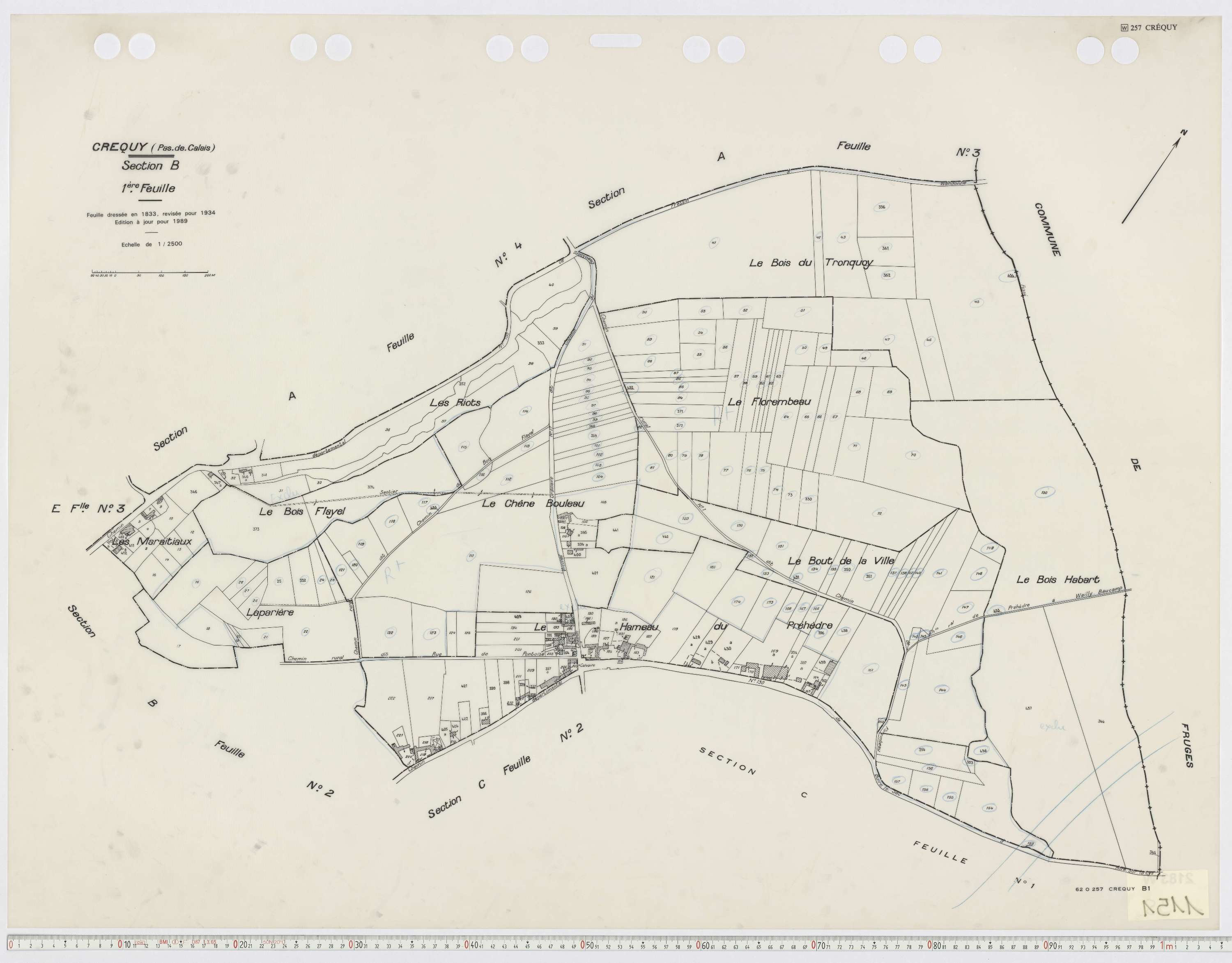 Créquy - Section B, feuille 1.