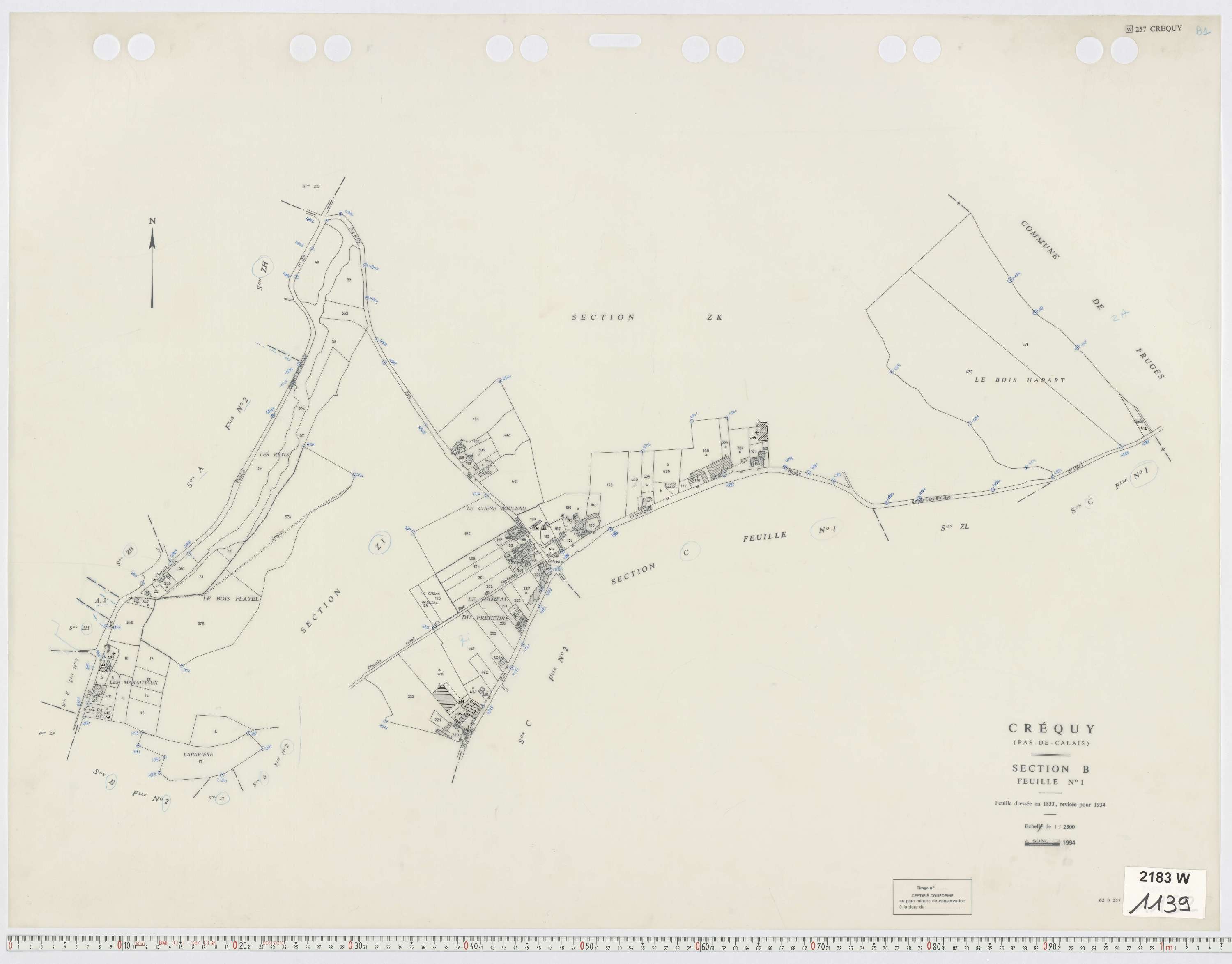Créquy - Section B, feuille 1.