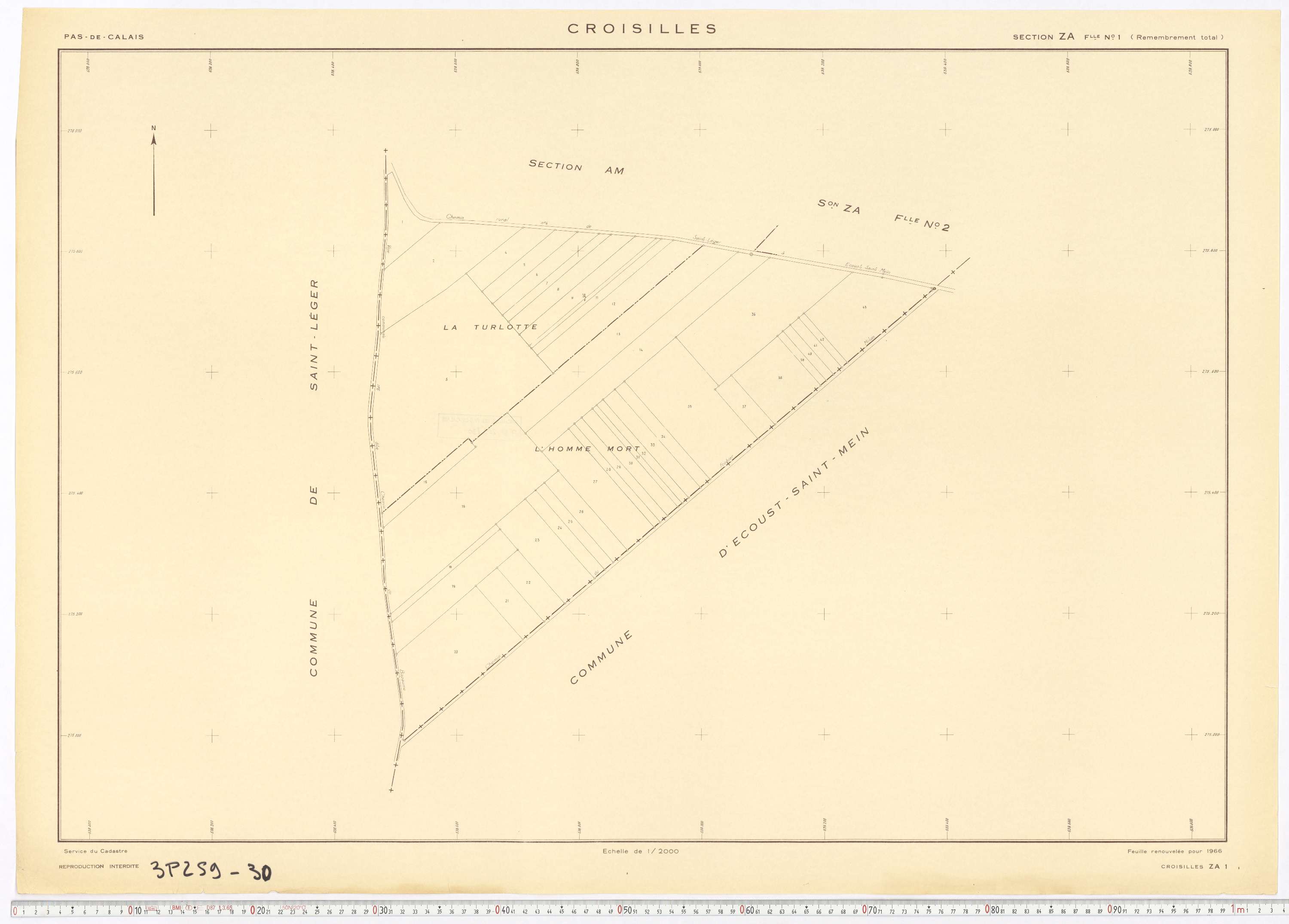 Croisilles - Section ZA, feuille 1.