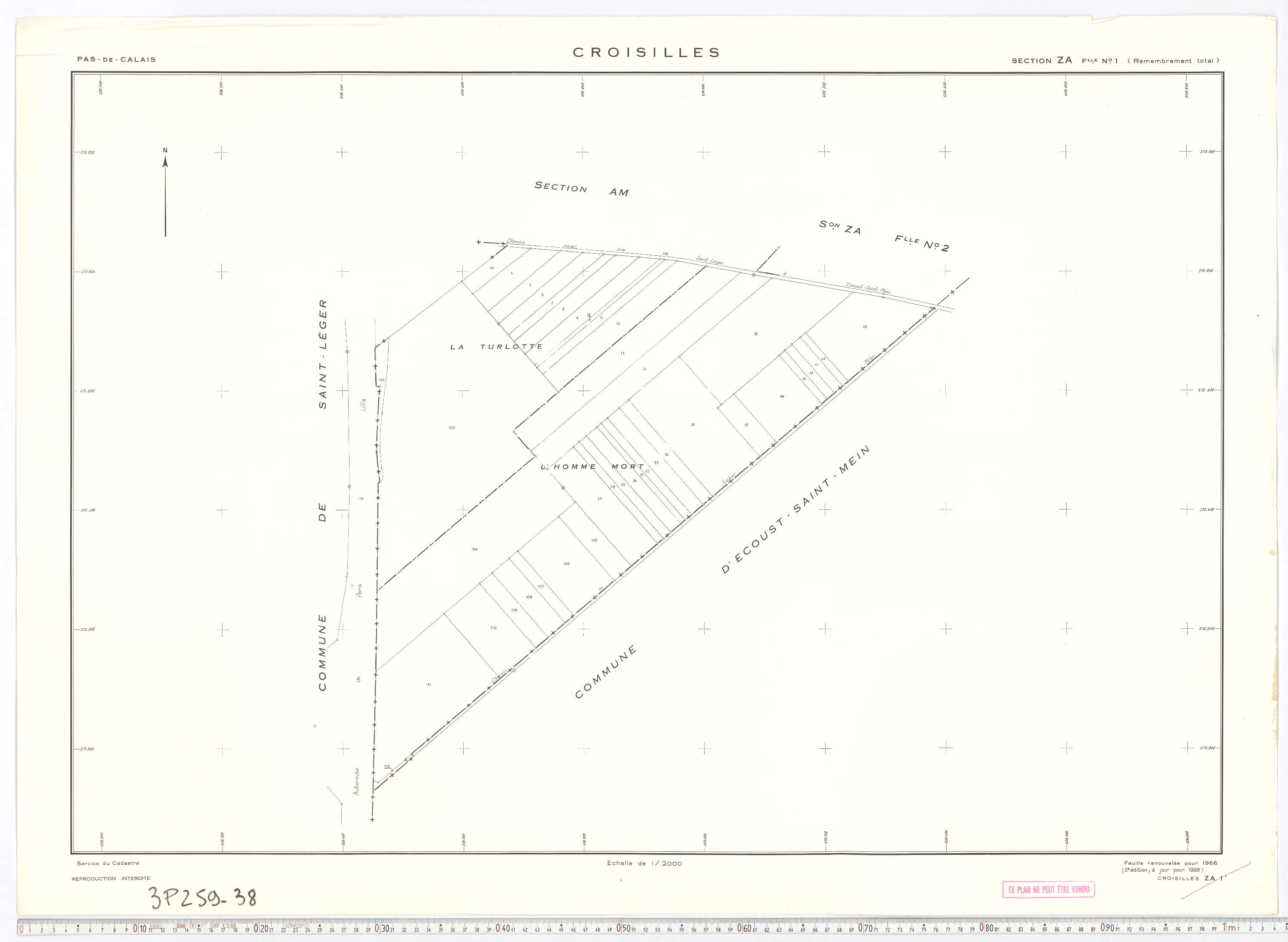 Croisilles - Section ZA, feuille 1.