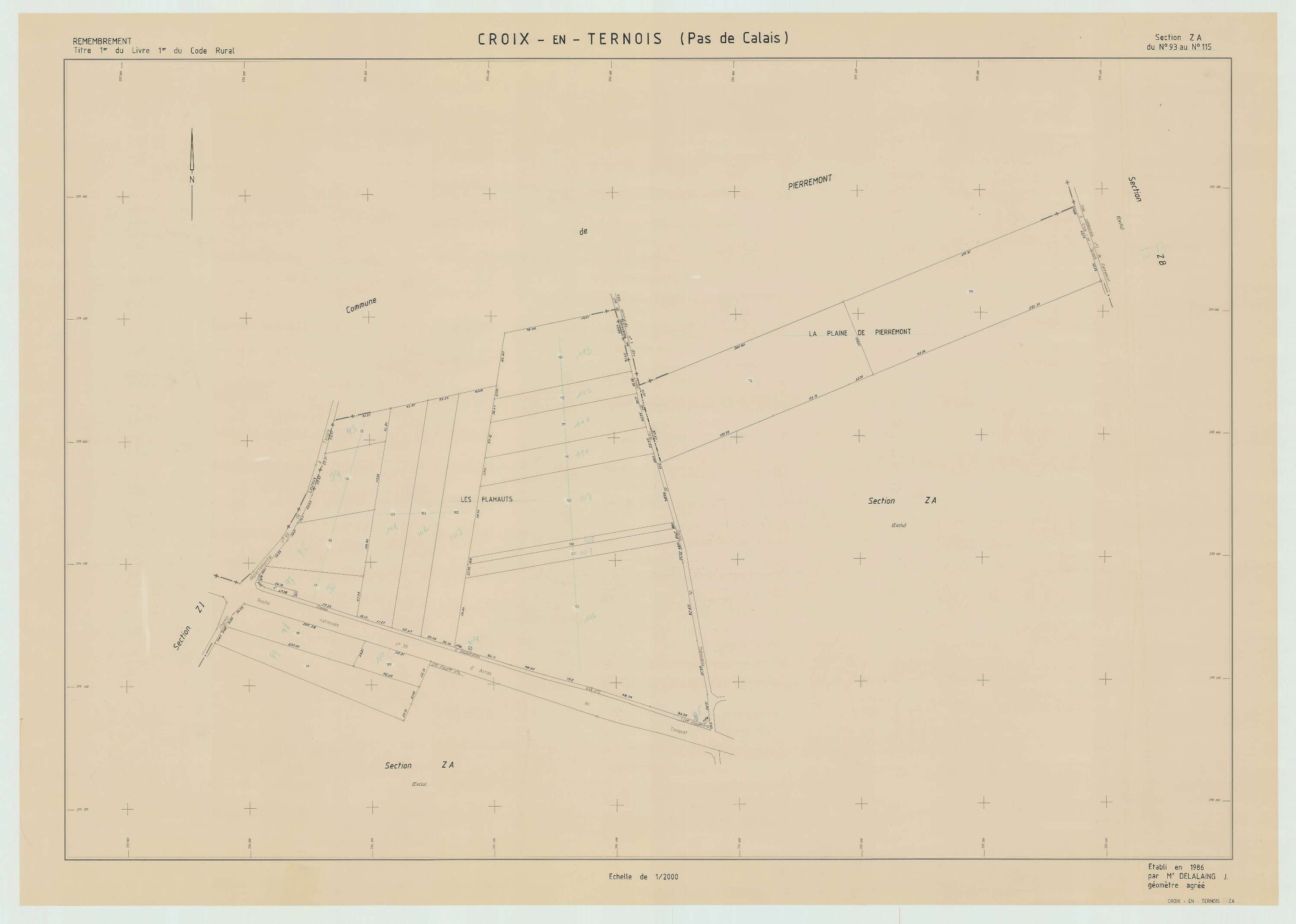 Croix-en-Ternois - Plan de remembrement : section ZA.