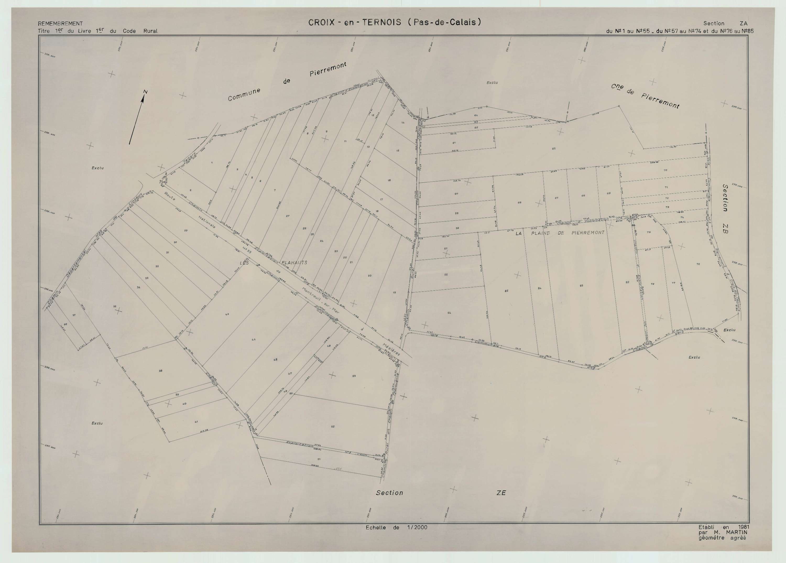 Croix-en-Ternois - Plan de remembrement : section ZA.