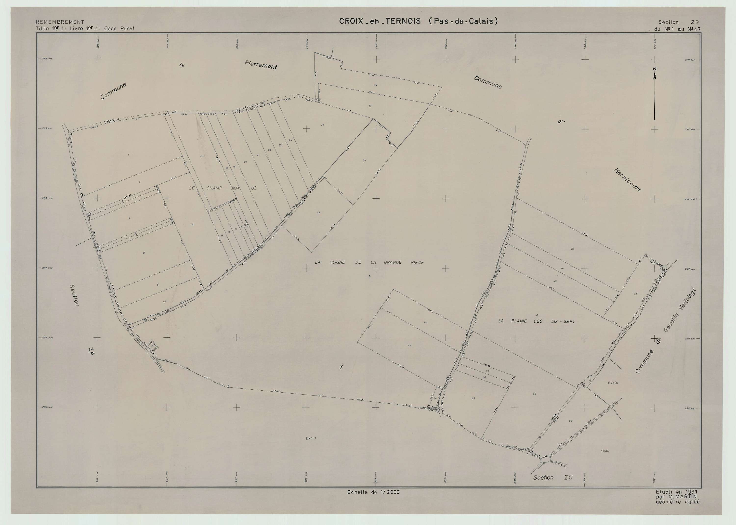 Croix-en-Ternois - Plan de remembrement : section ZB.