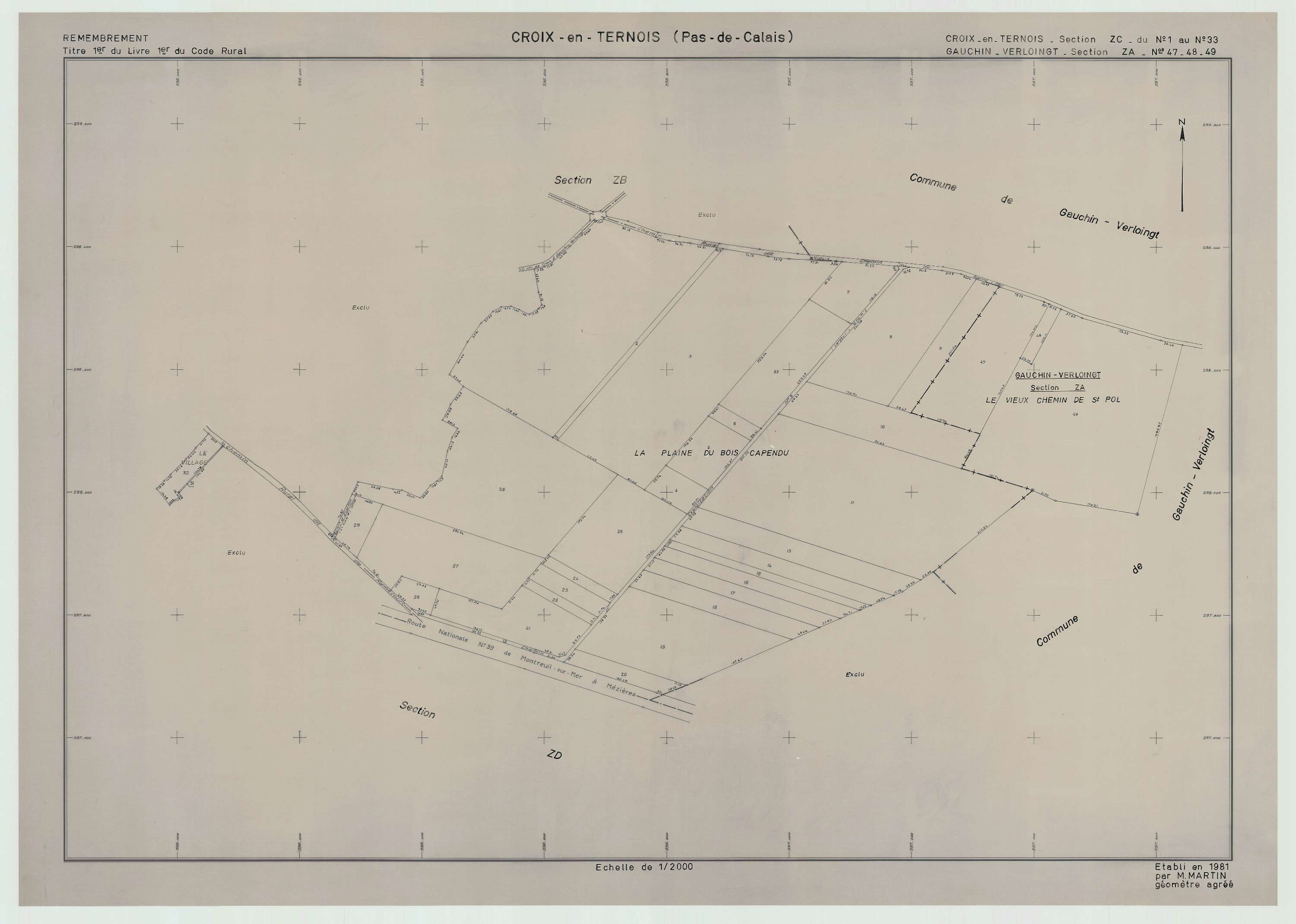 Croix-en-Ternois - Plan de remembrement : section ZC.