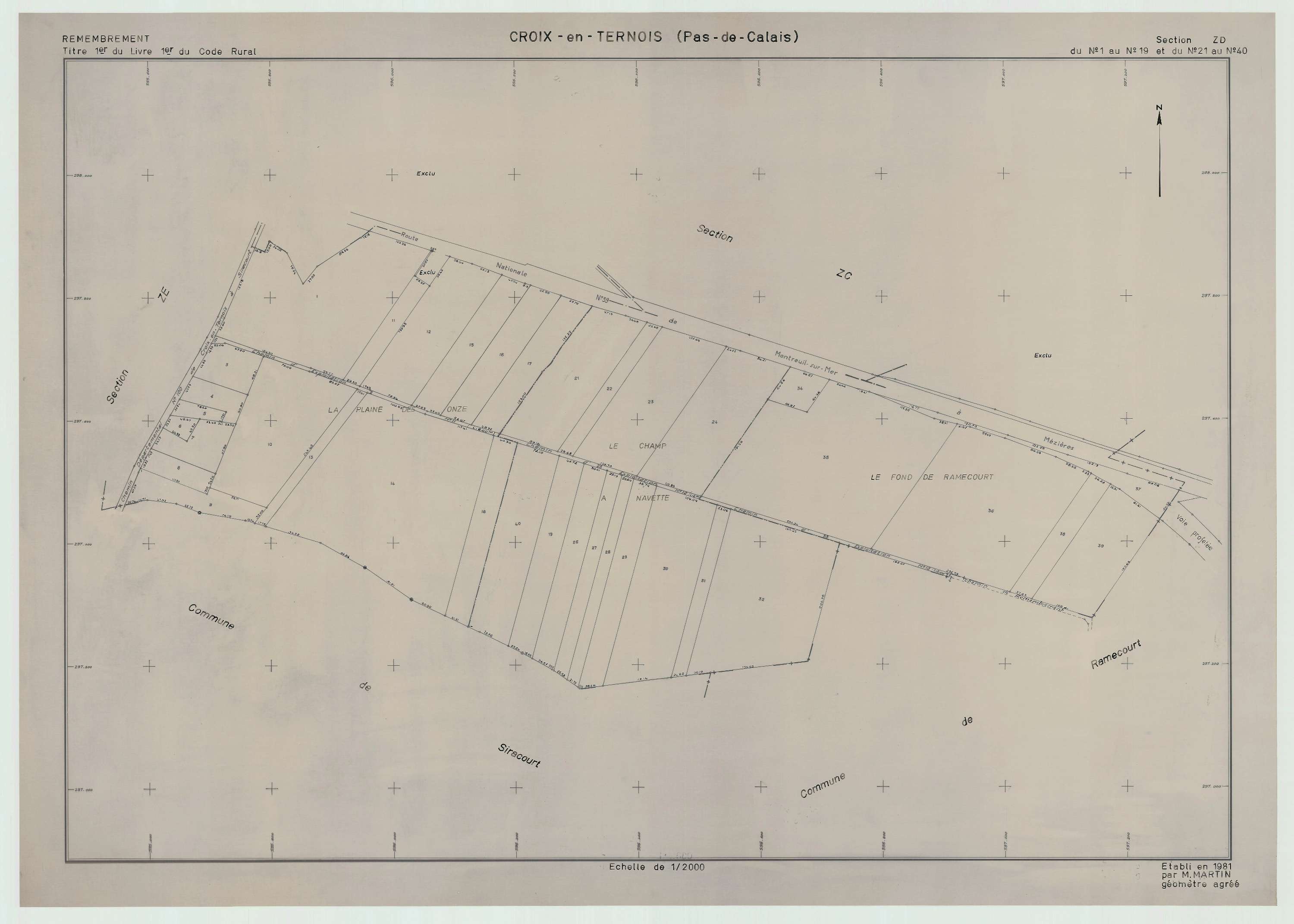 Croix-en-Ternois - Plan de remembrement : section ZD.