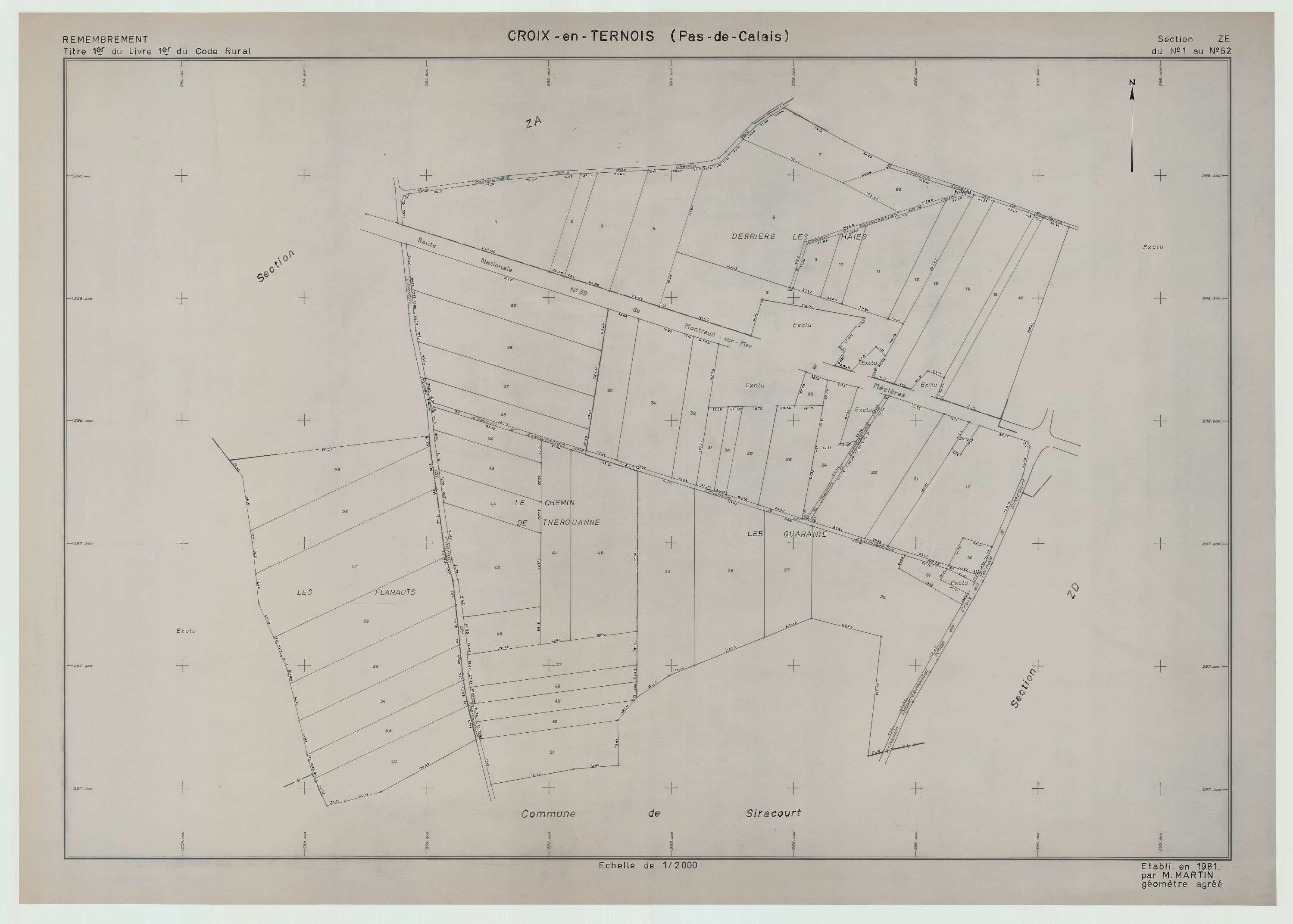 Croix-en-Ternois - Plan de remembrement : section ZE.