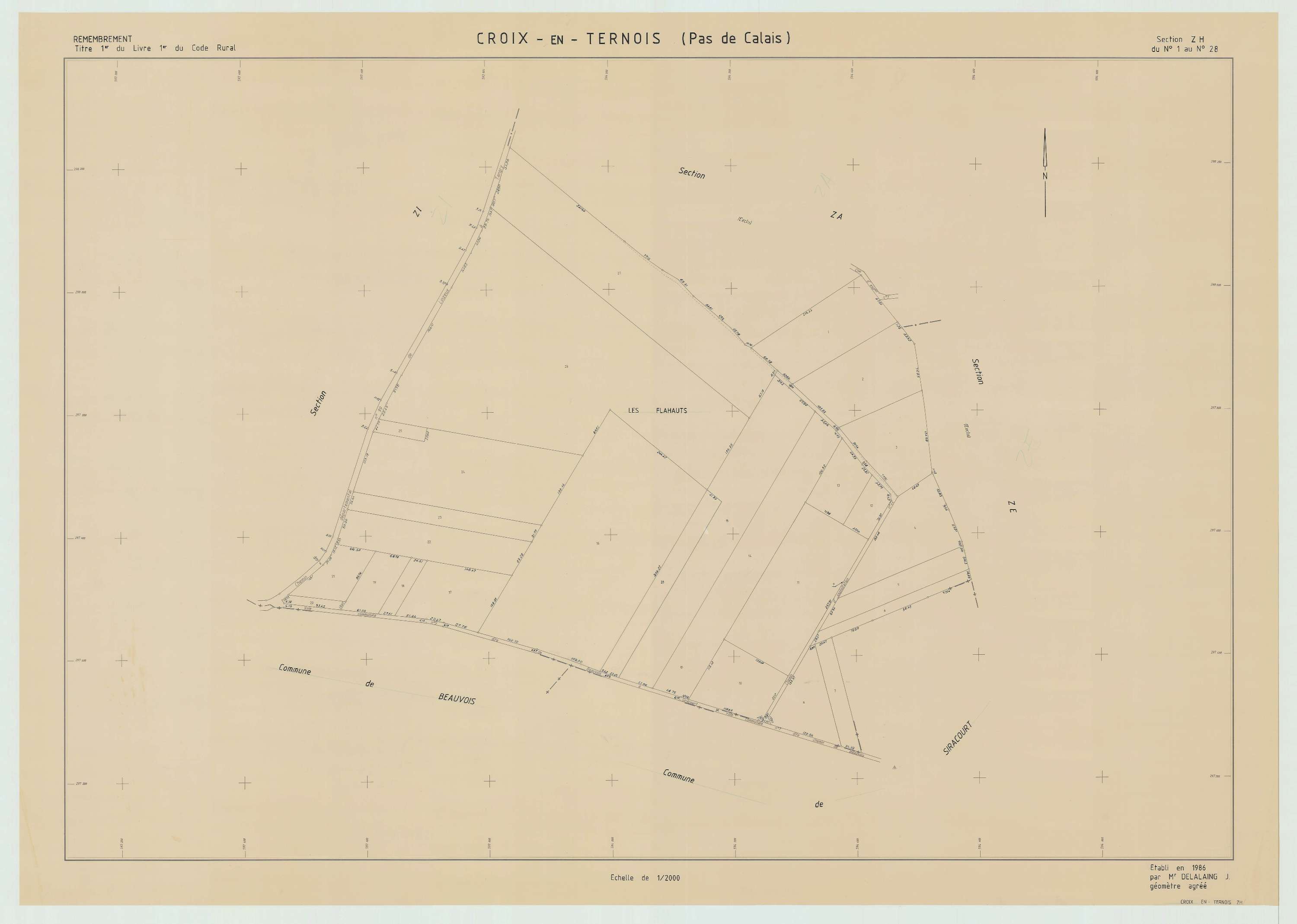 Croix-en-Ternois - Plan de remembrement : section ZH.