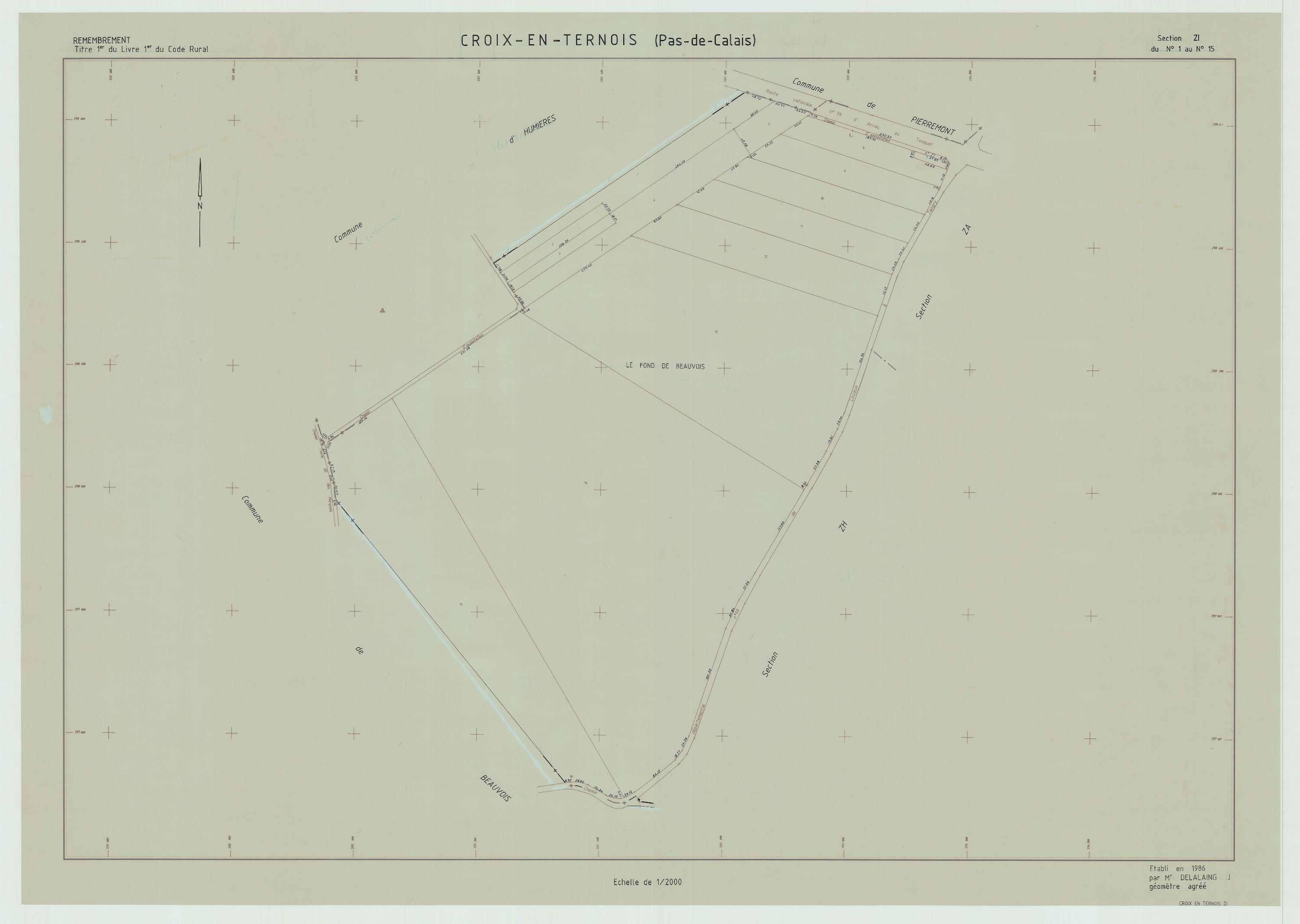 Croix-en-Ternois - Plan de remembrement : section ZI.