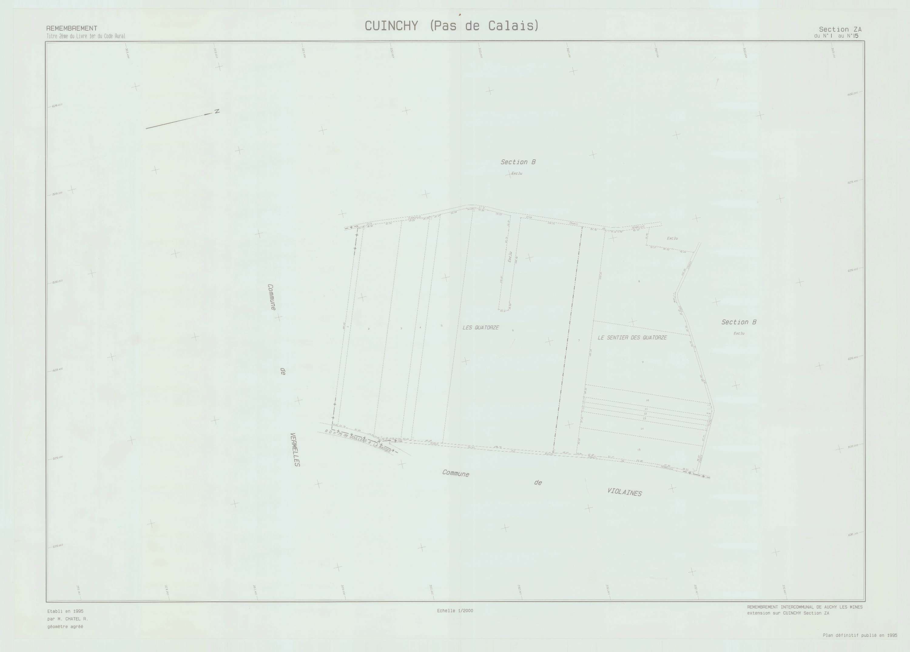 Cuinchy - Plan de remembrement : section ZA.